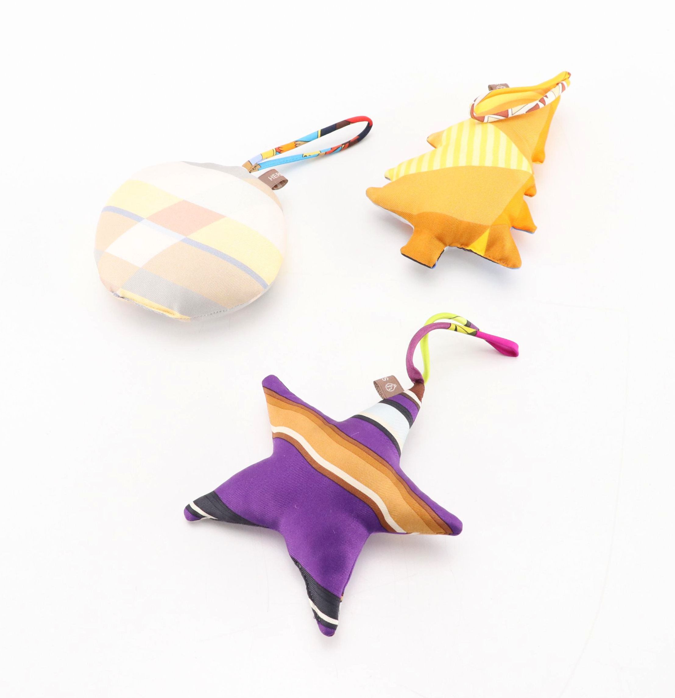 Hermès Petit H Christmas Tree Ornaments in Multicolored Silk