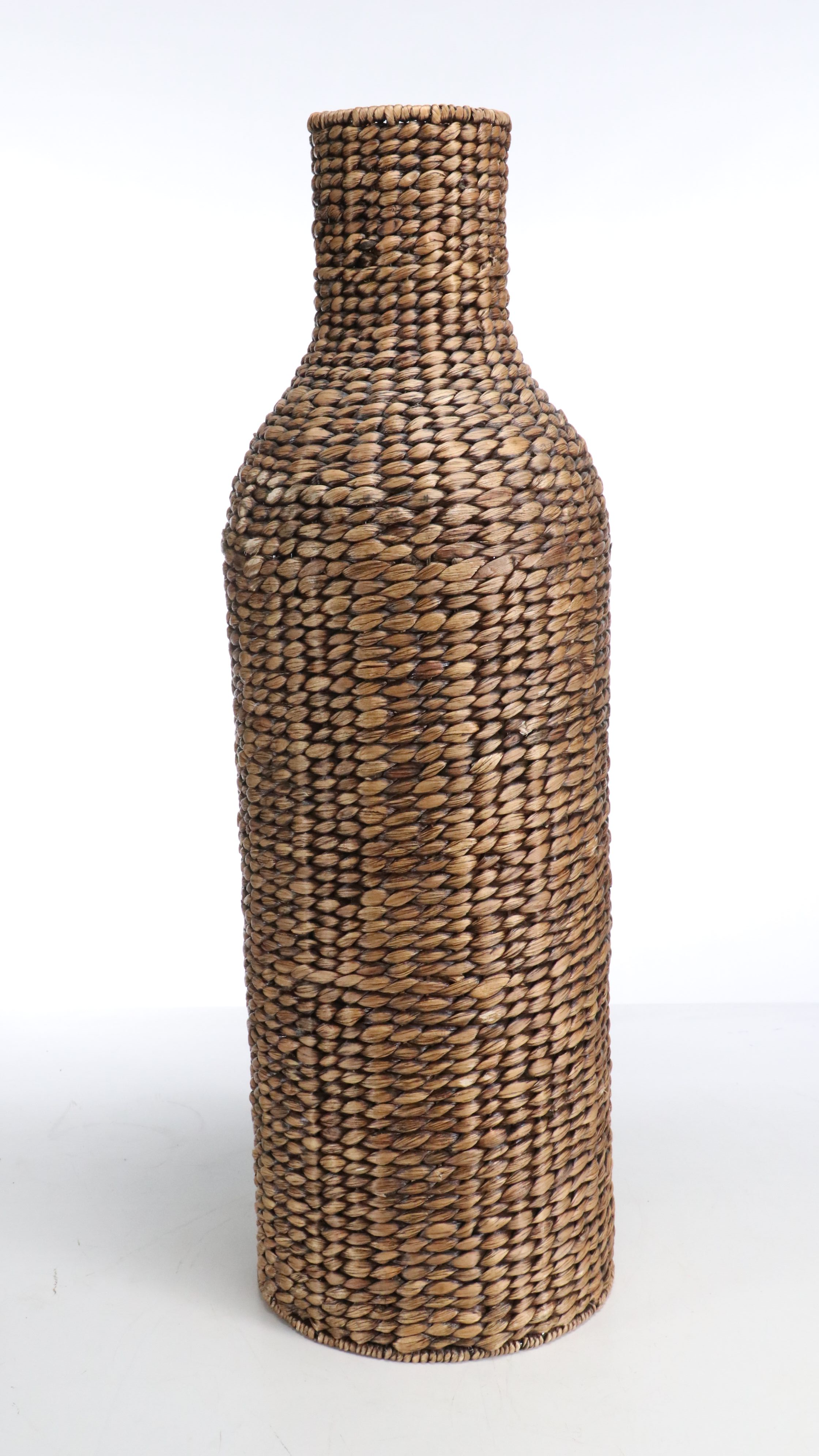 Contemporary Rush Woven Bottle-Shaped Vase