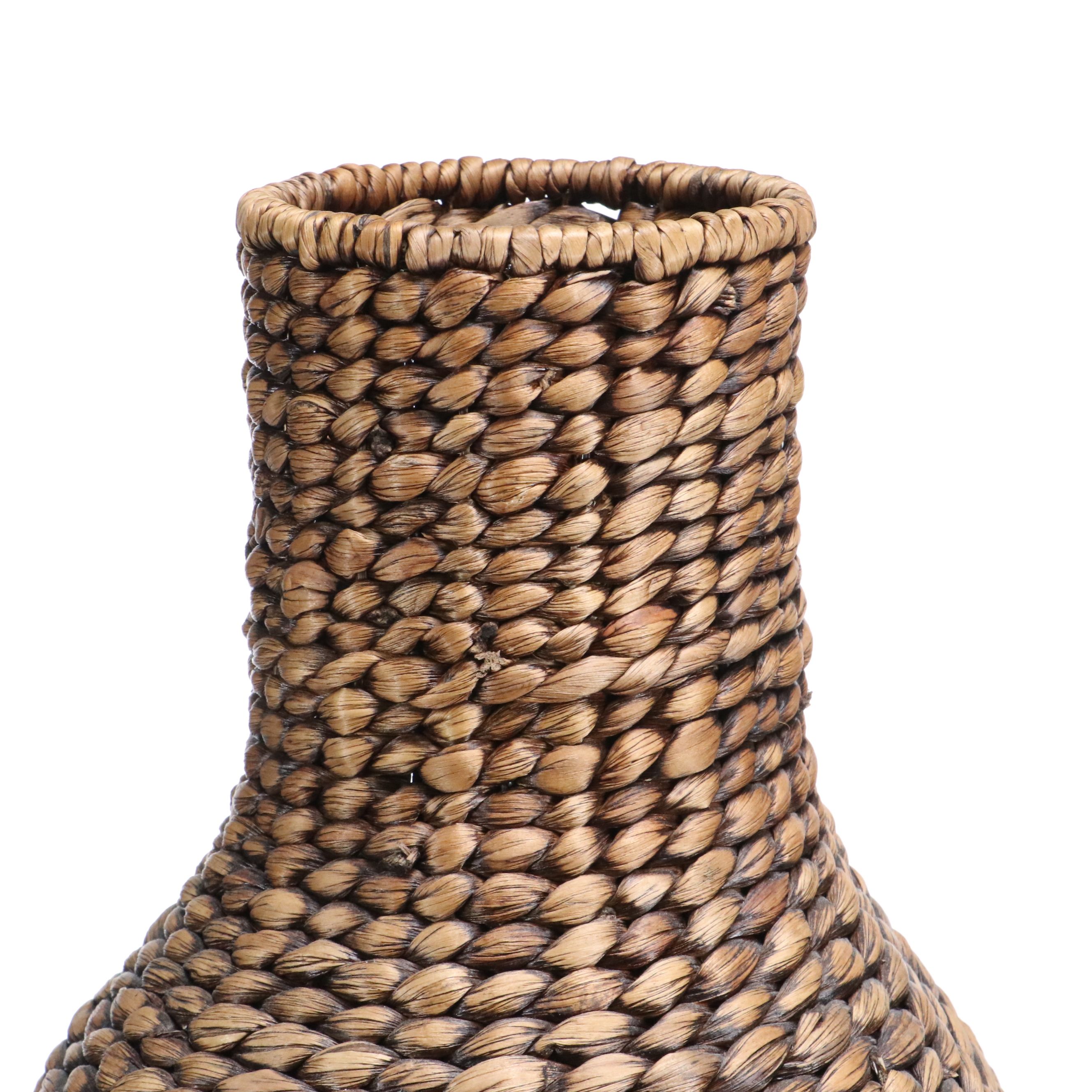 Contemporary Rush Woven Bottle-Shaped Vase