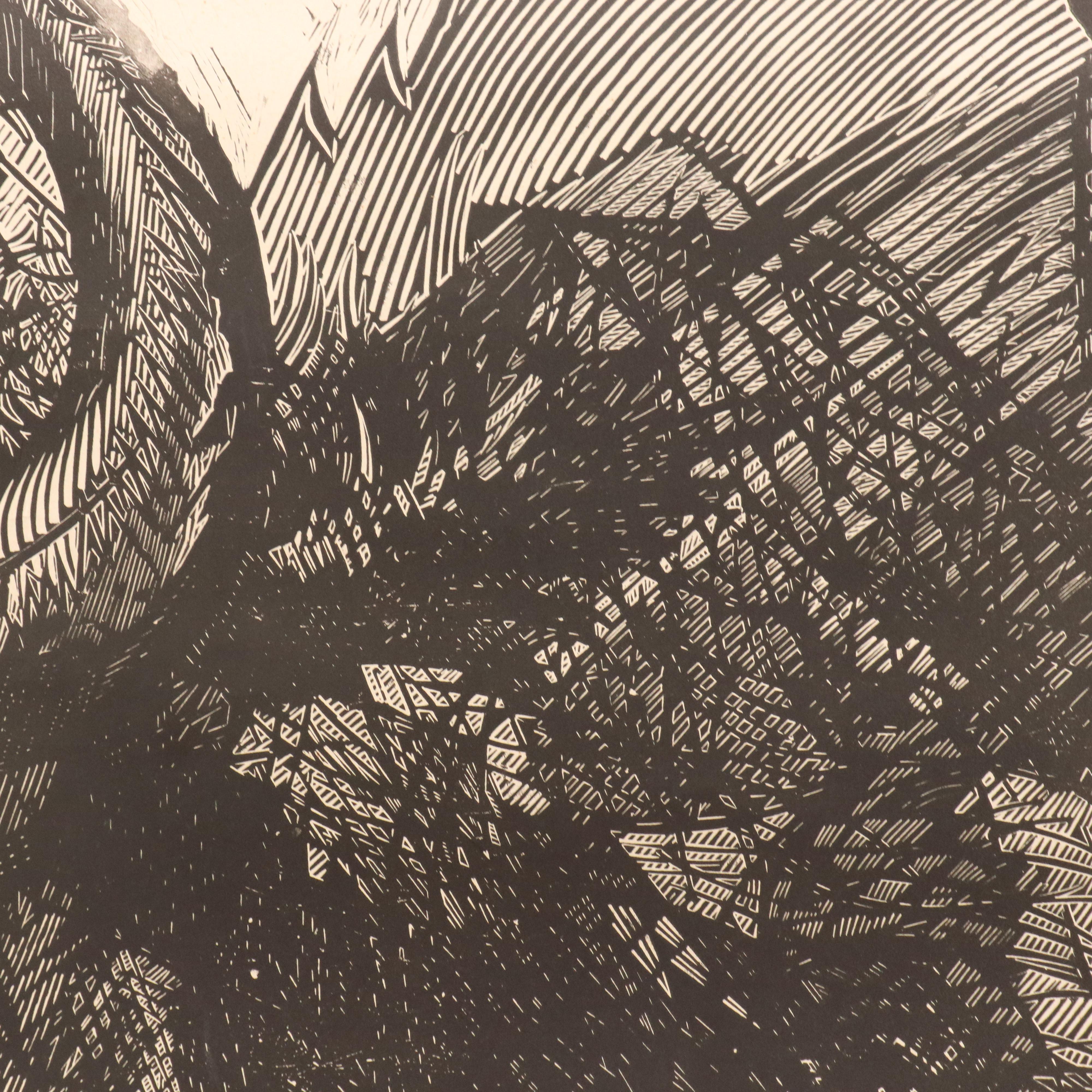 Woodcut "Buffalo," Late 20th Century