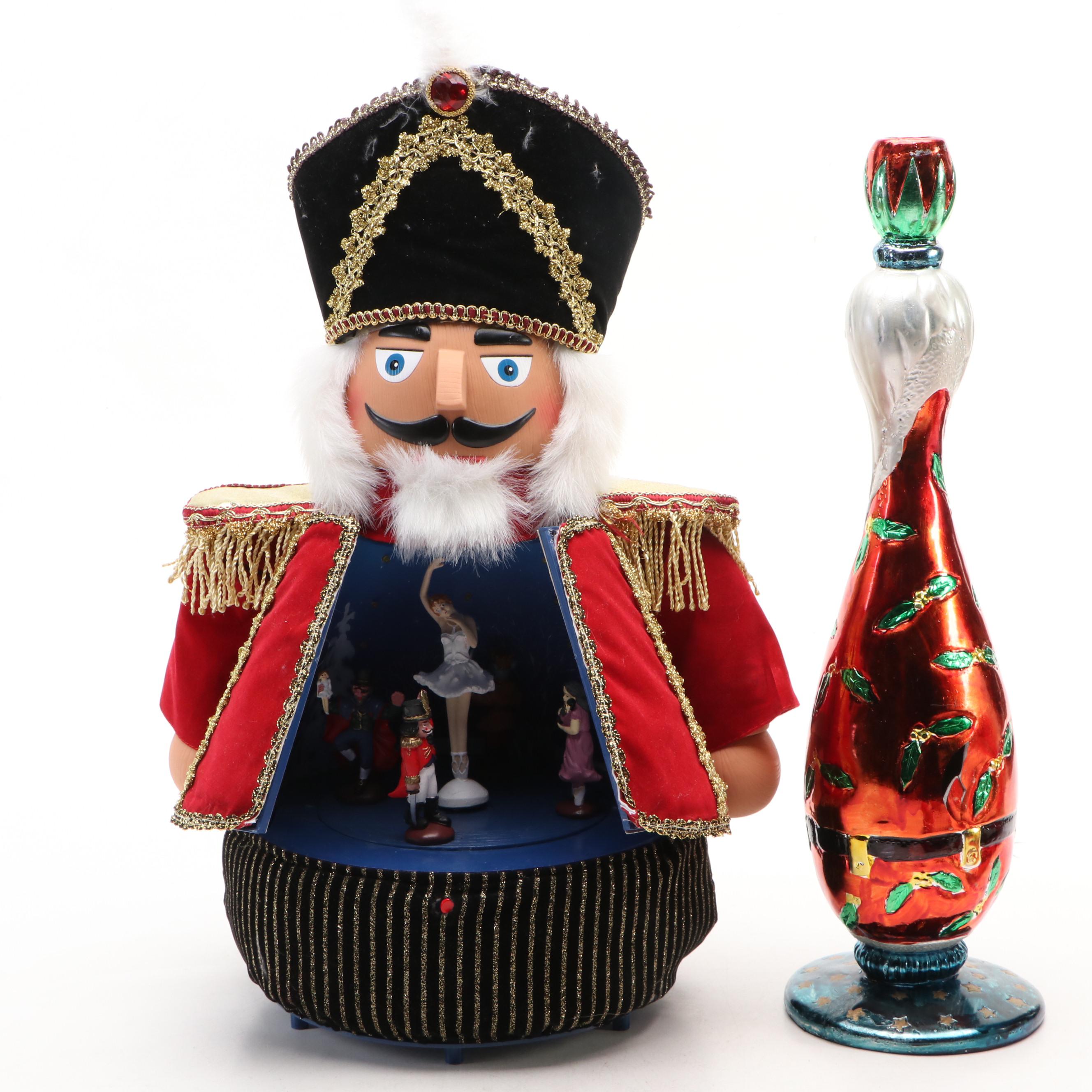 Christmas Decorative Top Hat with Candy Canes, Santa Shelf Sitter and More