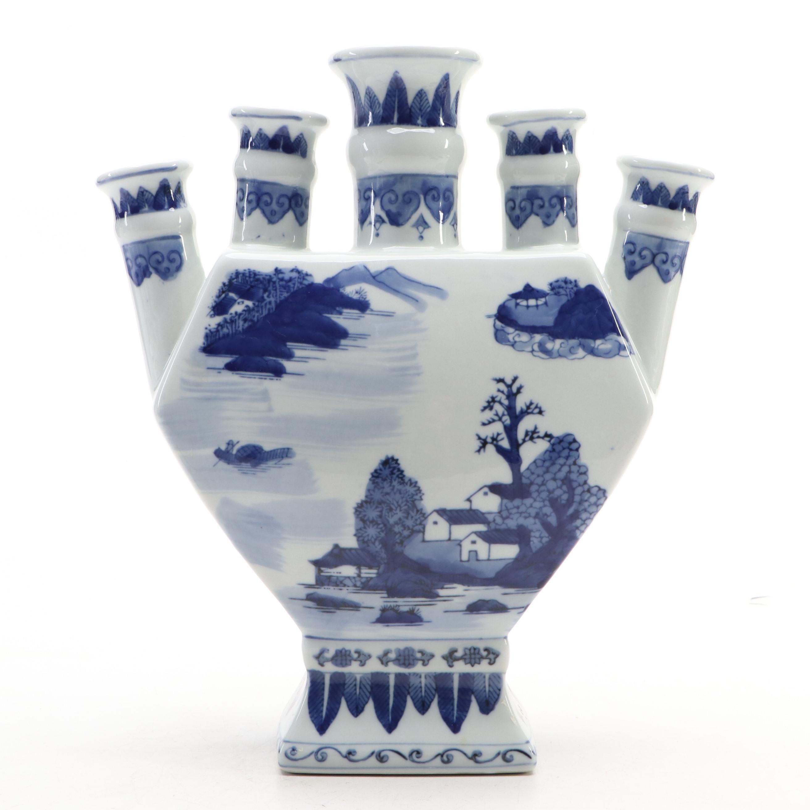 Two's Company Blue and White Porcelain Tulipiere
