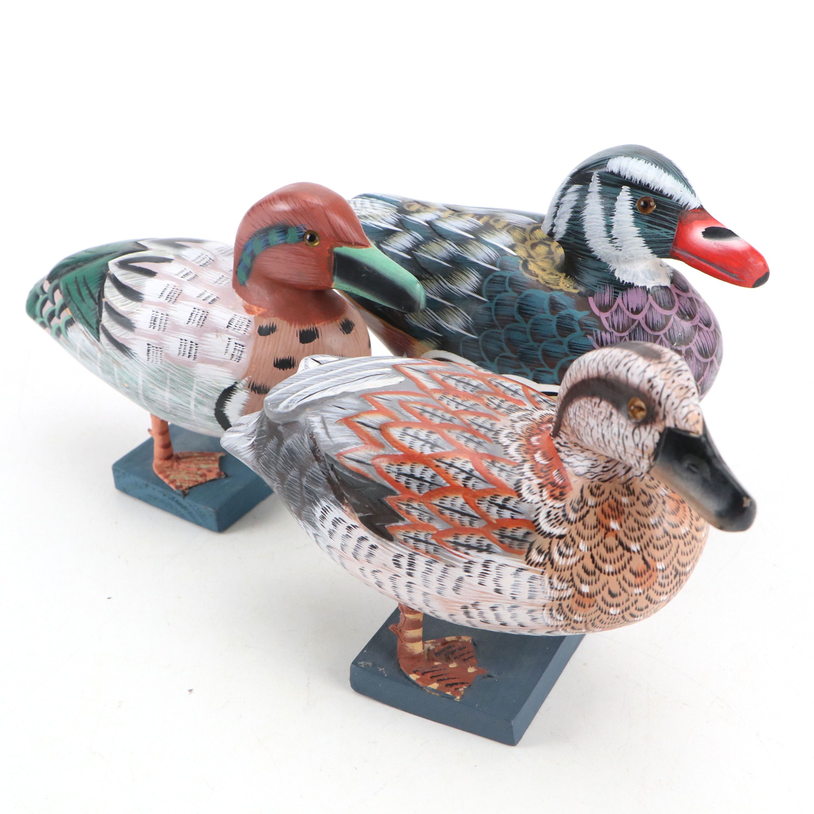 Hand-Painted Wooden Duck Figurines