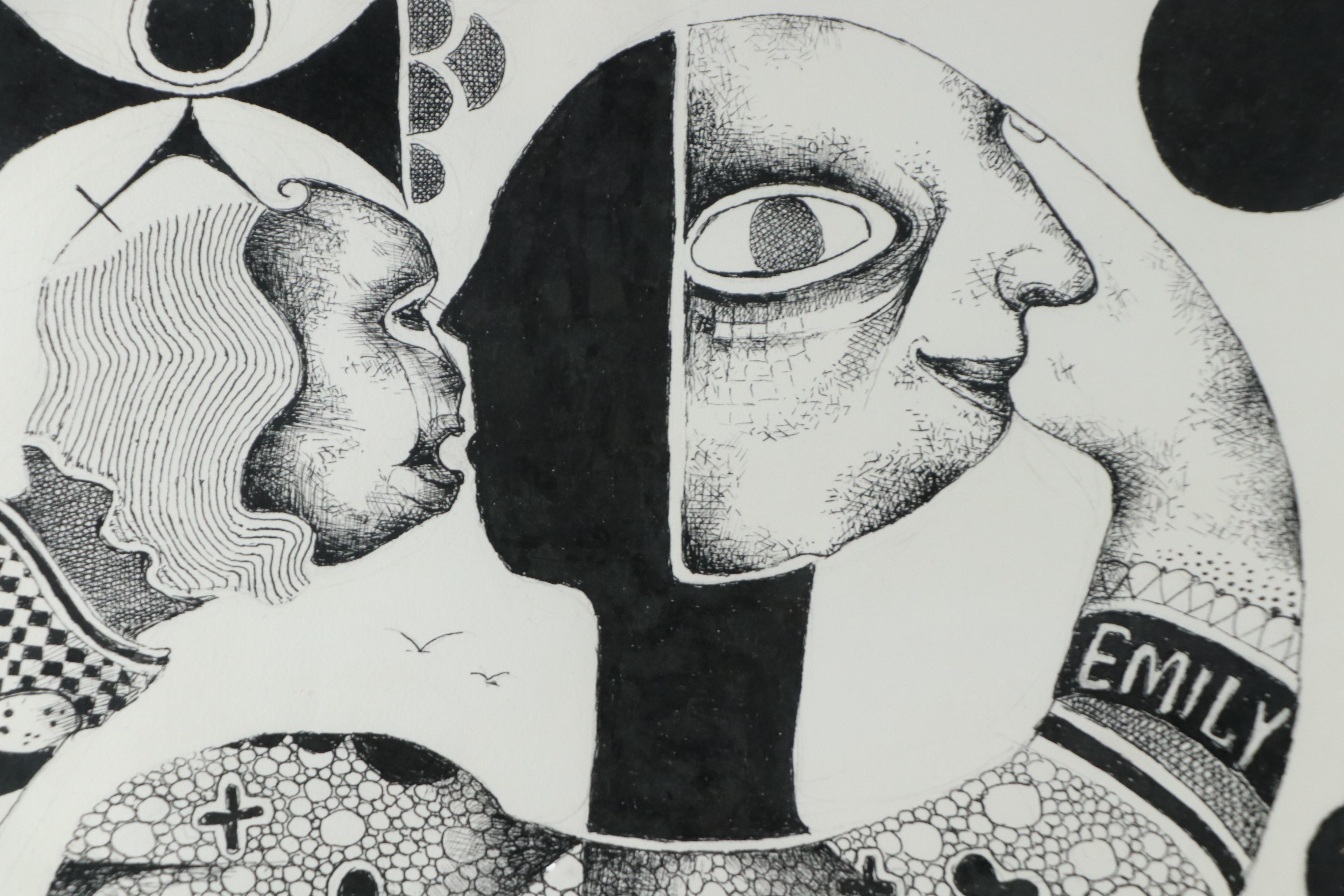 Nikolay "Kuk" Manuylov Figural Surrealist Ink Drawing, 2017