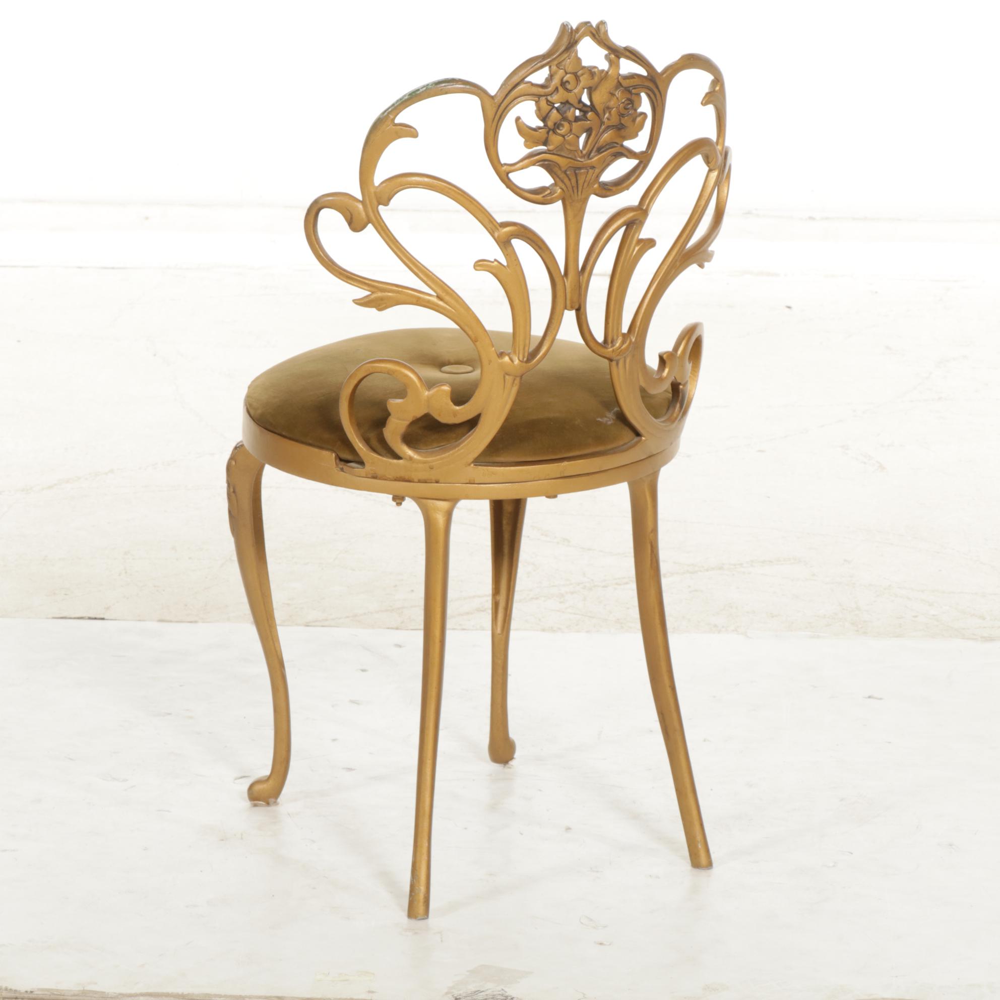 Kessler Industries Louis XV Style Cast Metal Vanity Chair