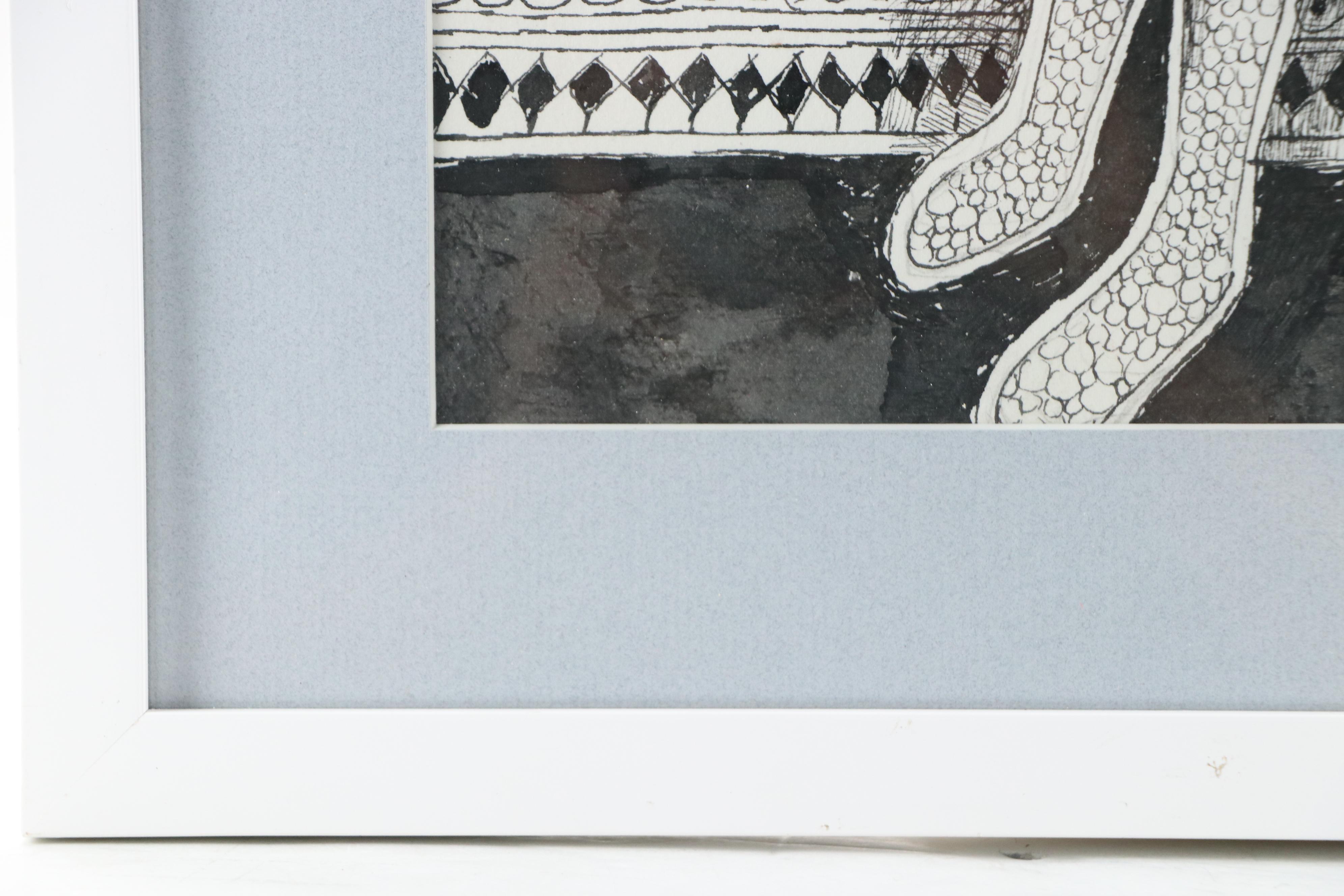 Nikolay "Kuk" Manuylov Figural Surrealist Ink Drawing, 2017