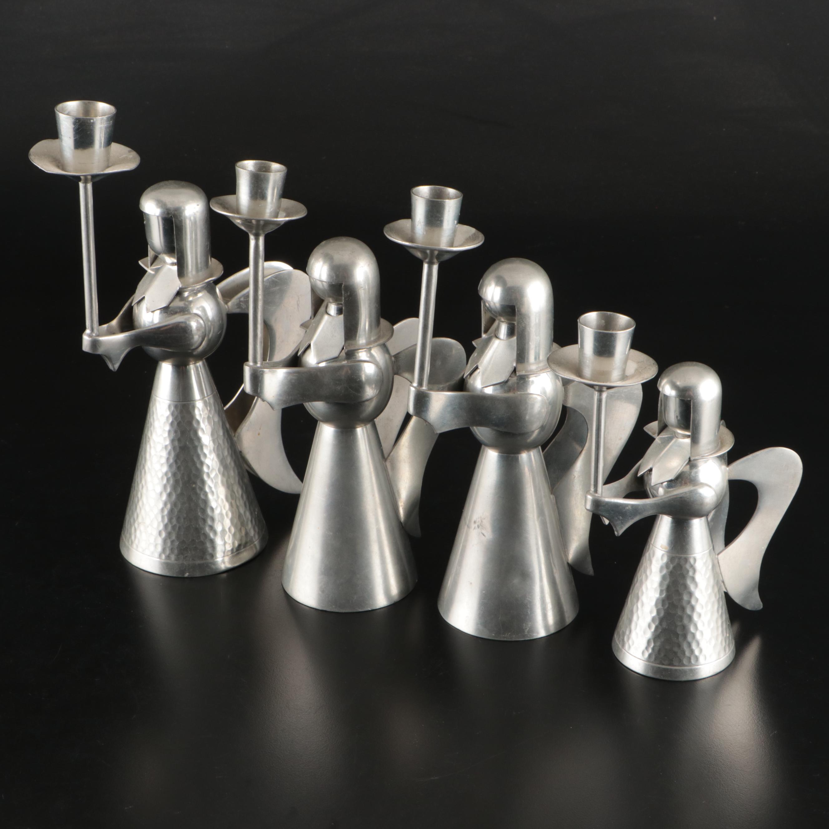 Indonesian  Tin Angel Candlesticks