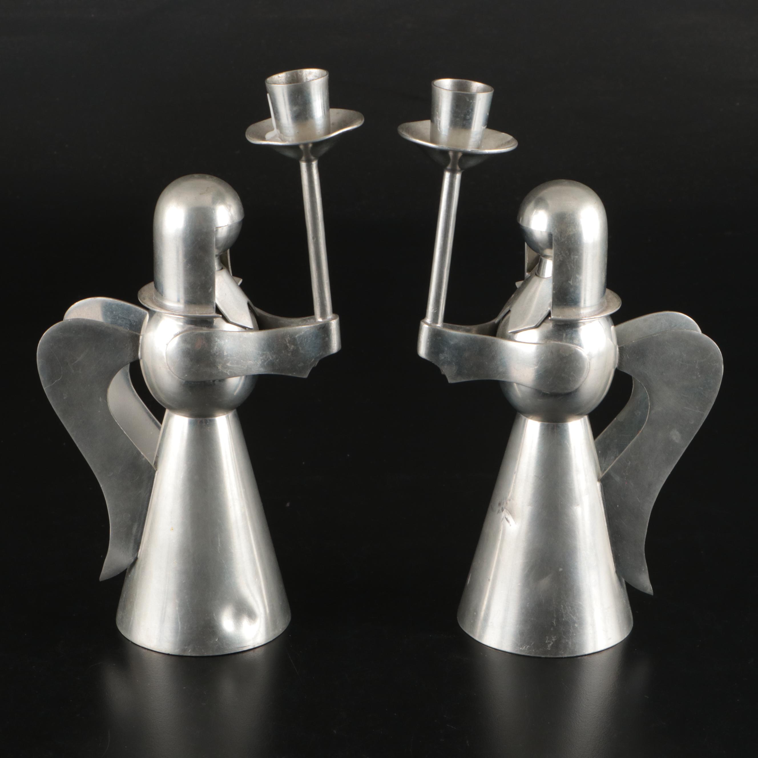 Indonesian  Tin Angel Candlesticks
