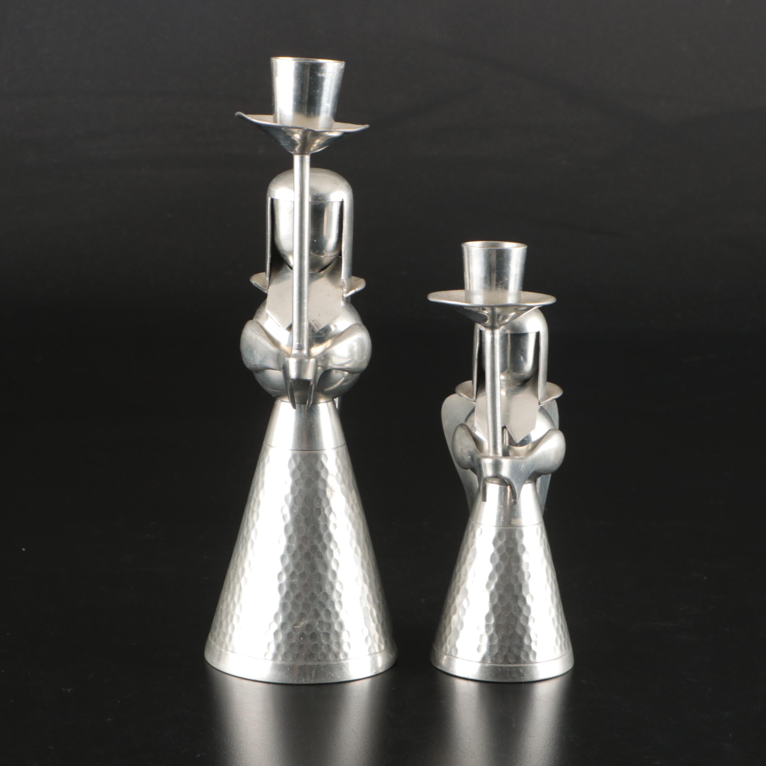 Indonesian  Tin Angel Candlesticks