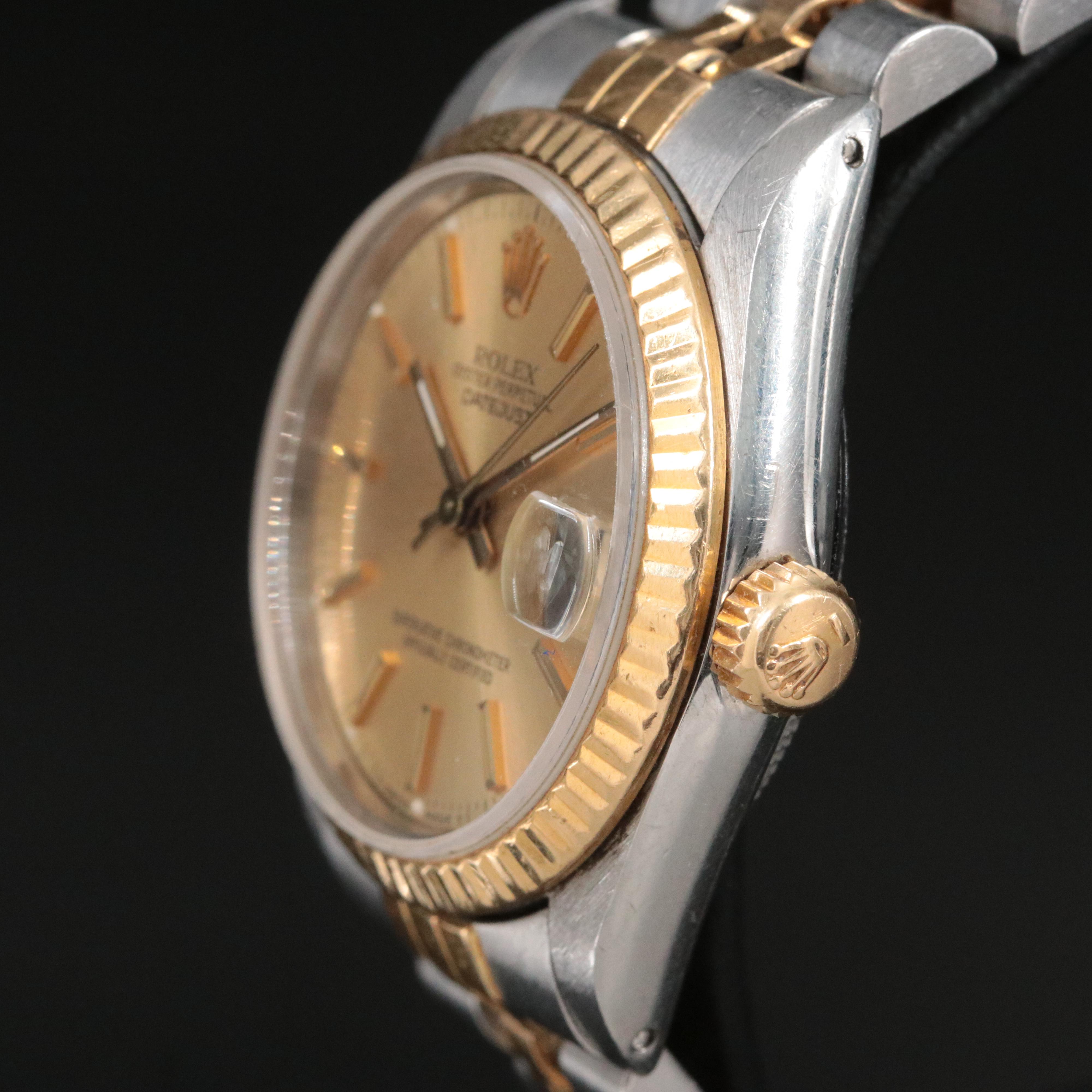 1986 Rolex Two Tone Datejust Model 68273 Automatic Watch