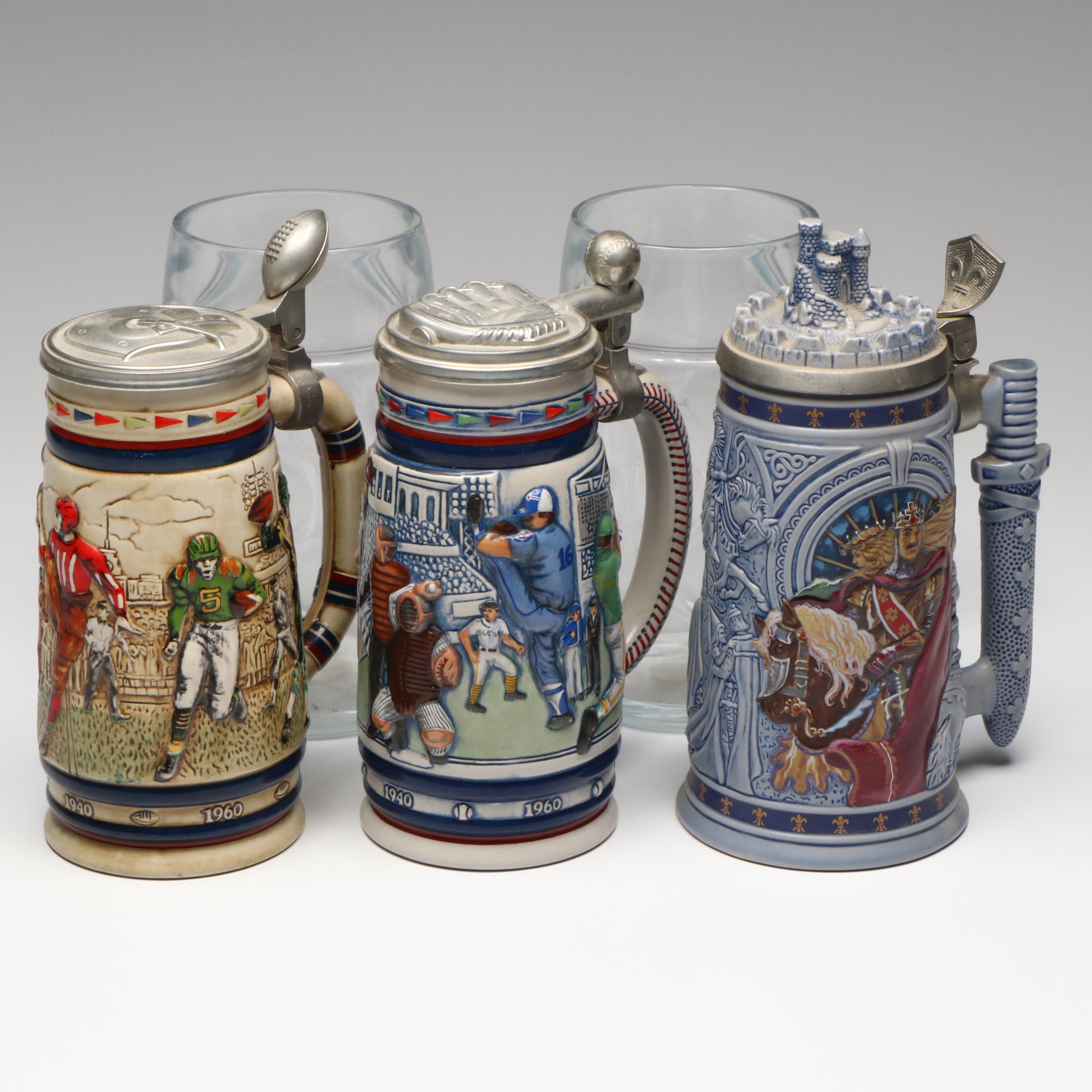 Ceramarte for Avon Stoneware Beer Steins and Hofbräuhaus Glass Mugs