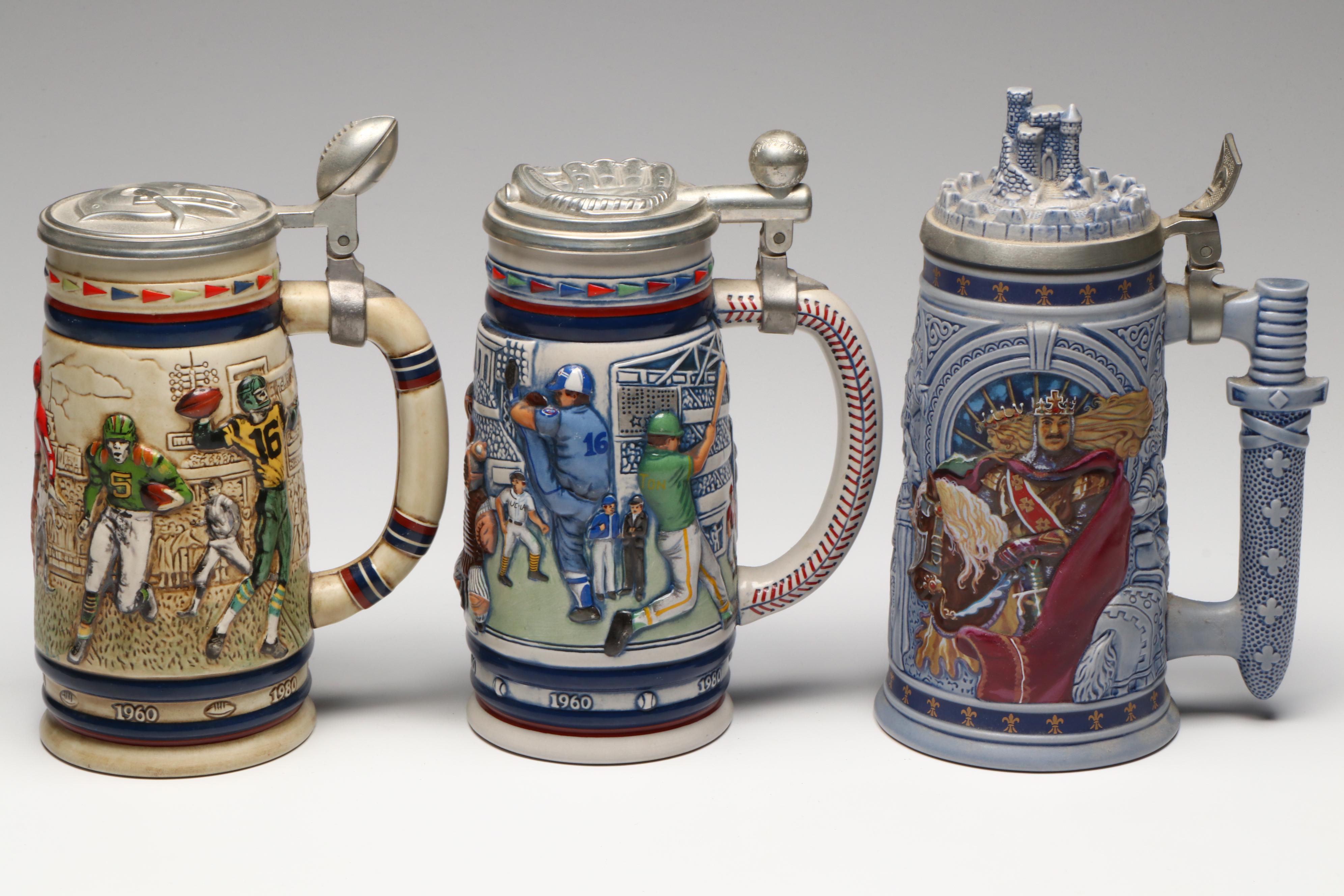 Ceramarte for Avon Stoneware Beer Steins and Hofbräuhaus Glass Mugs