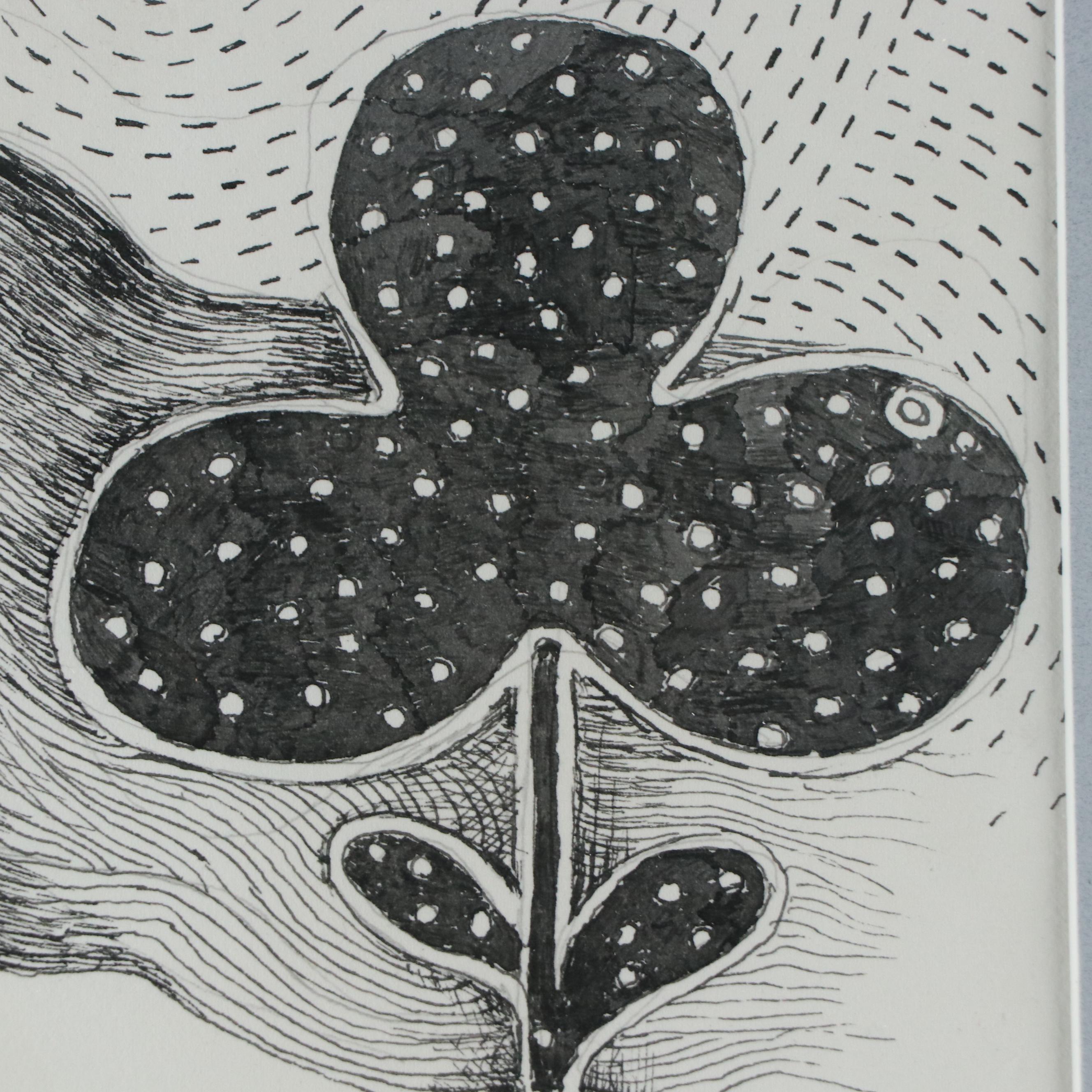 Nikolay "Kuk" Manuylov Figural Surrealist Ink Drawing, 2017