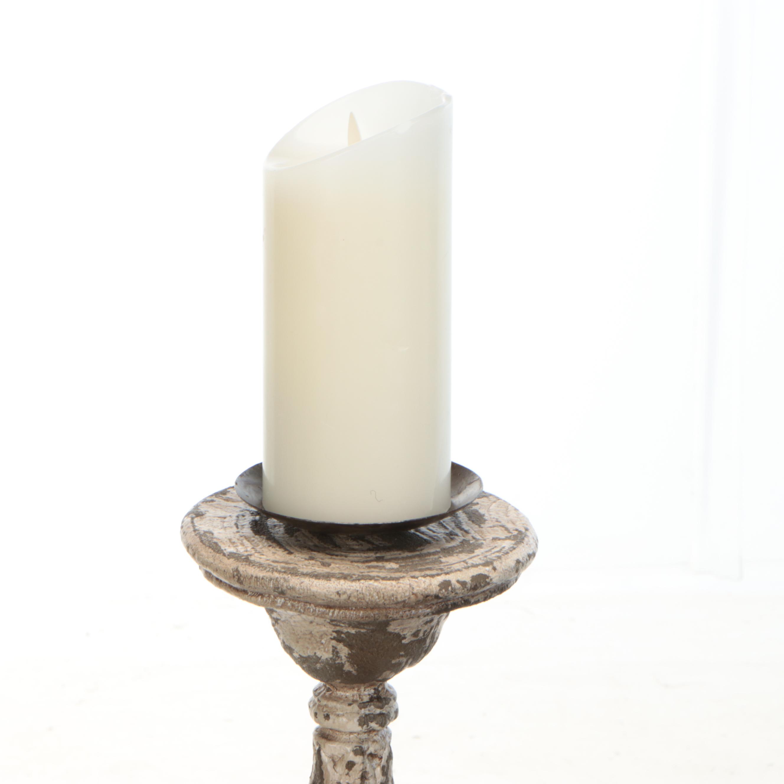 Guild Master Floor Standing Plaster Candle Holders with Luminara Candles