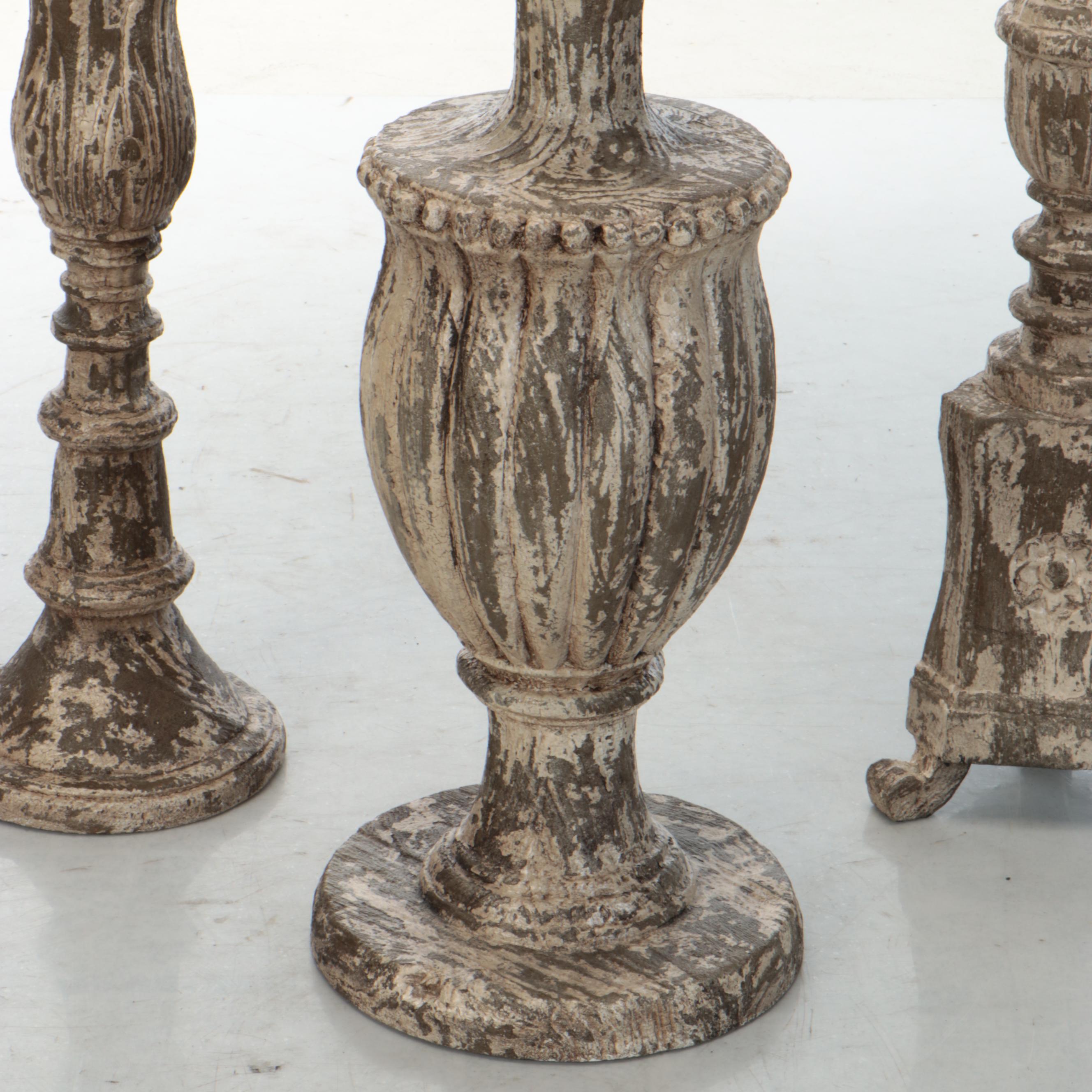 Guild Master Floor Standing Plaster Candle Holders with Luminara Candles