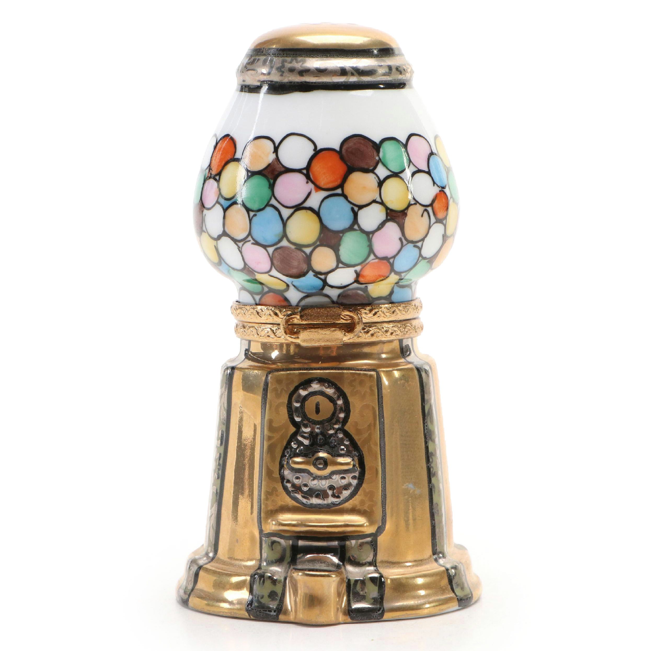 Limoges Porcelain Gumball Machine Shaped Box