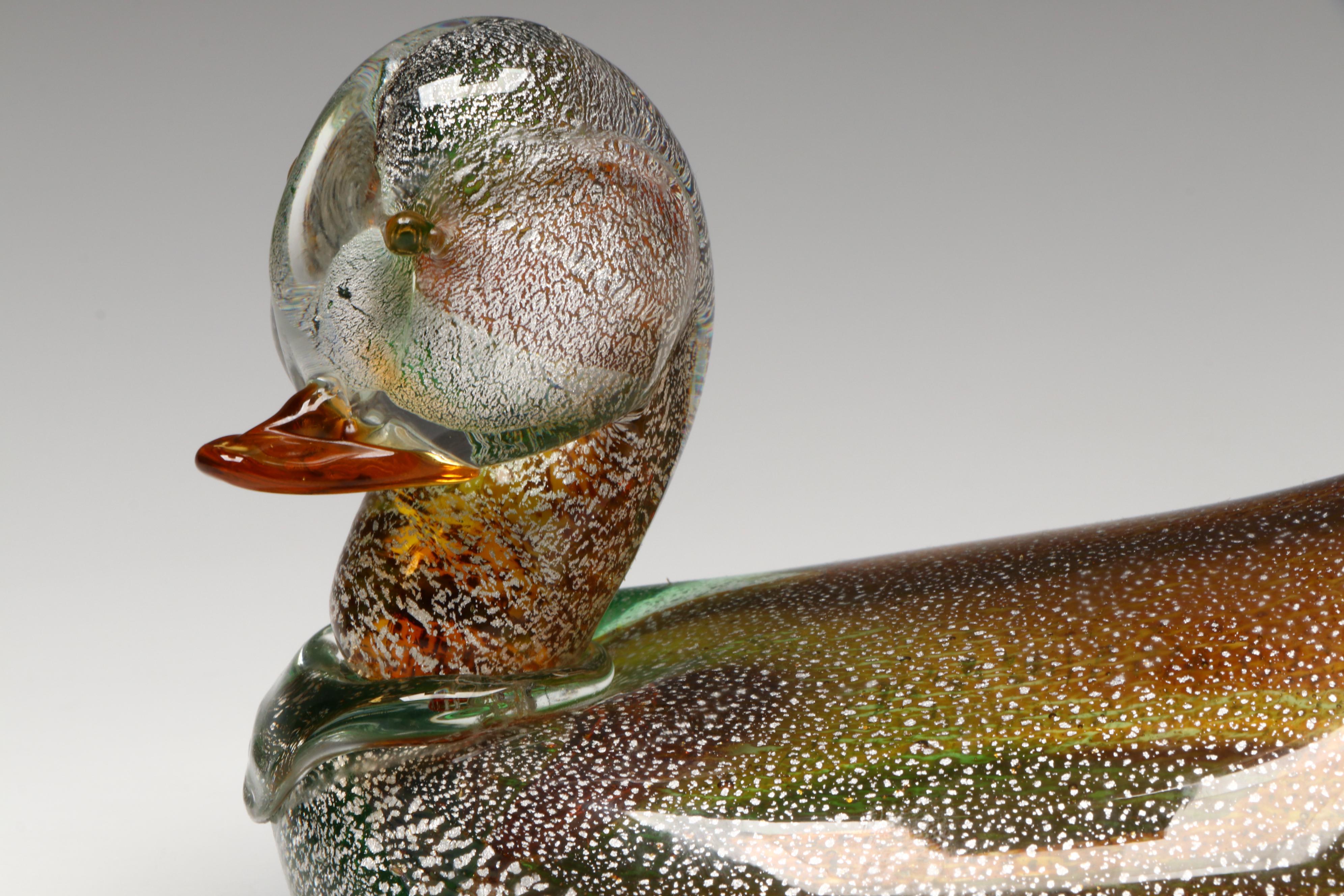 Art Glass Duck with Art Glass Shakers