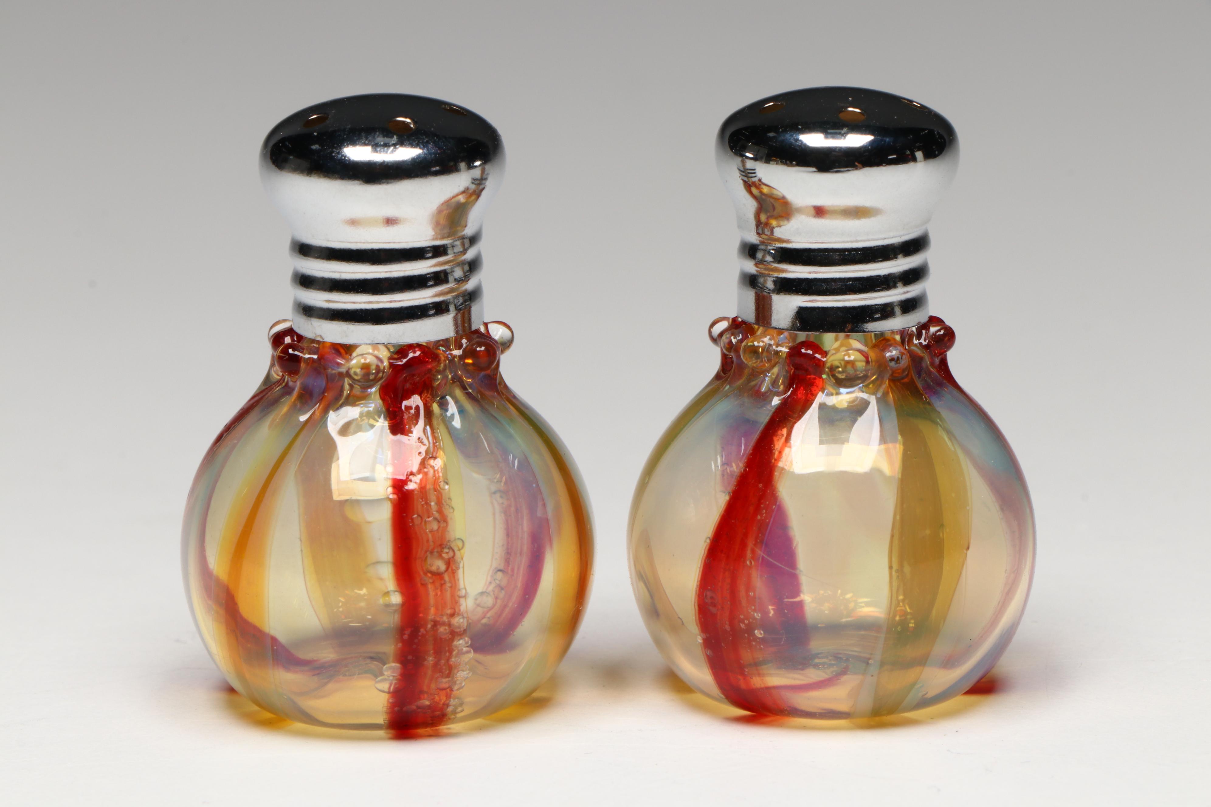 Art Glass Duck with Art Glass Shakers