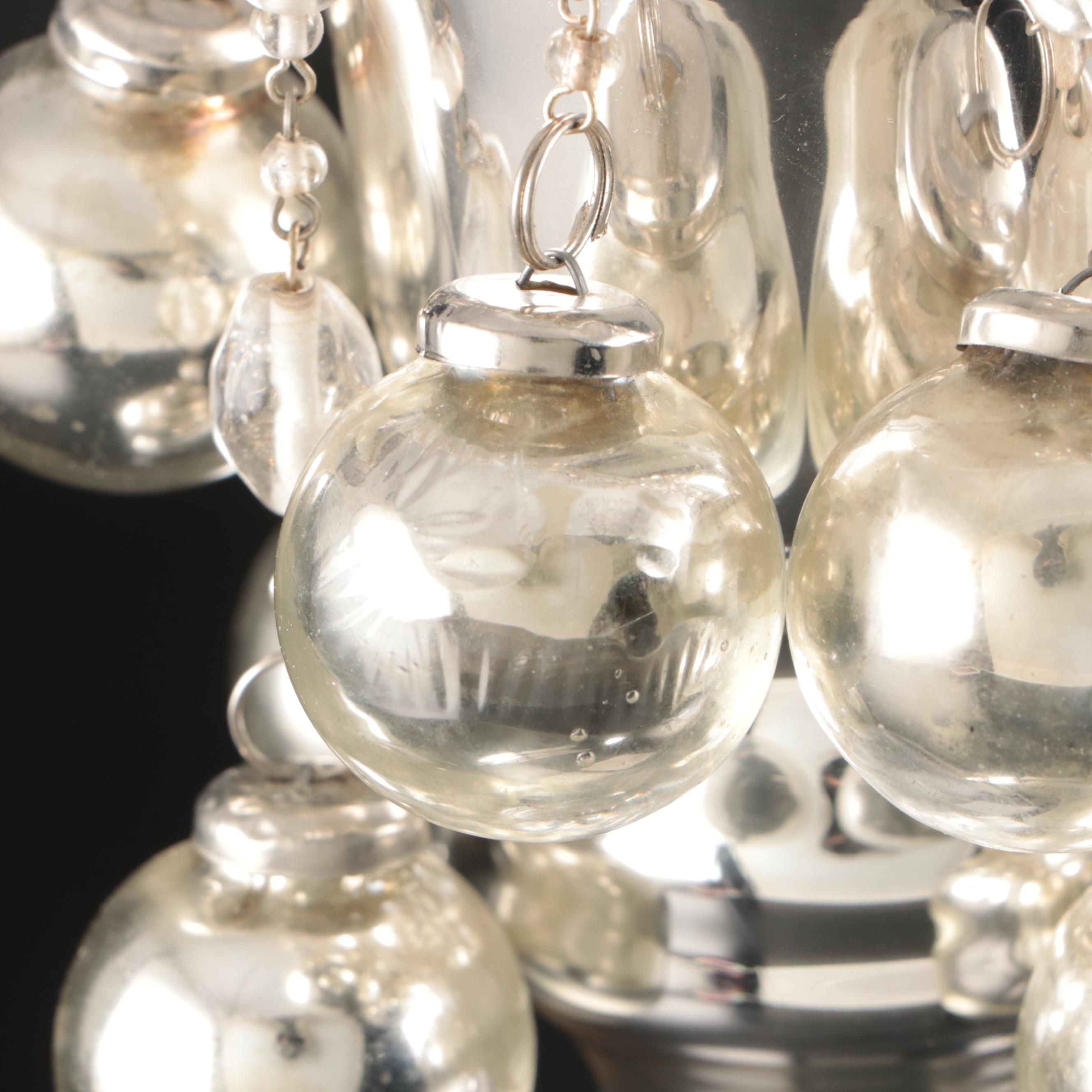 Mercury Glass Candle Holders with Glass Beads and Baubles