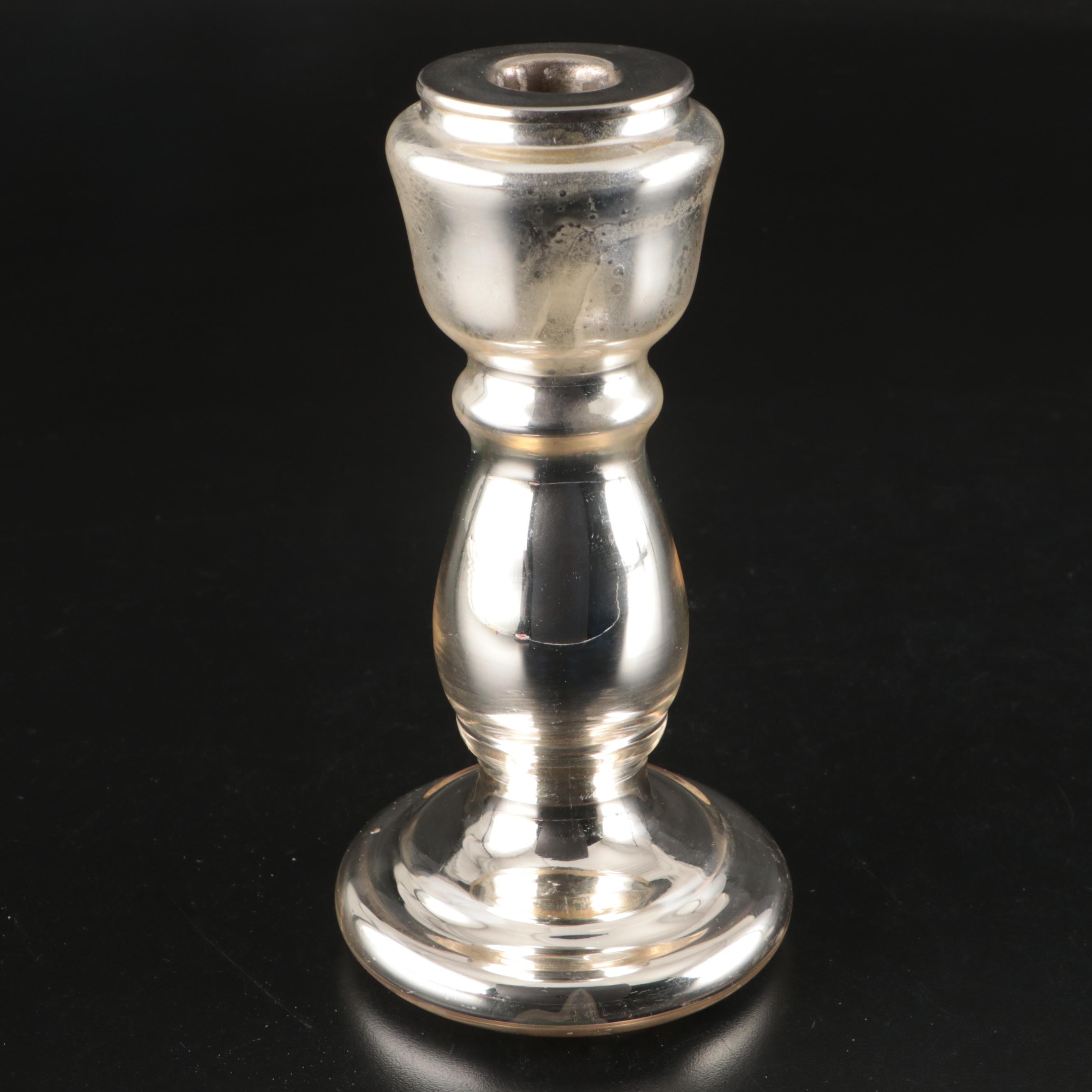 Mercury Glass Candle Holders with Glass Beads and Baubles