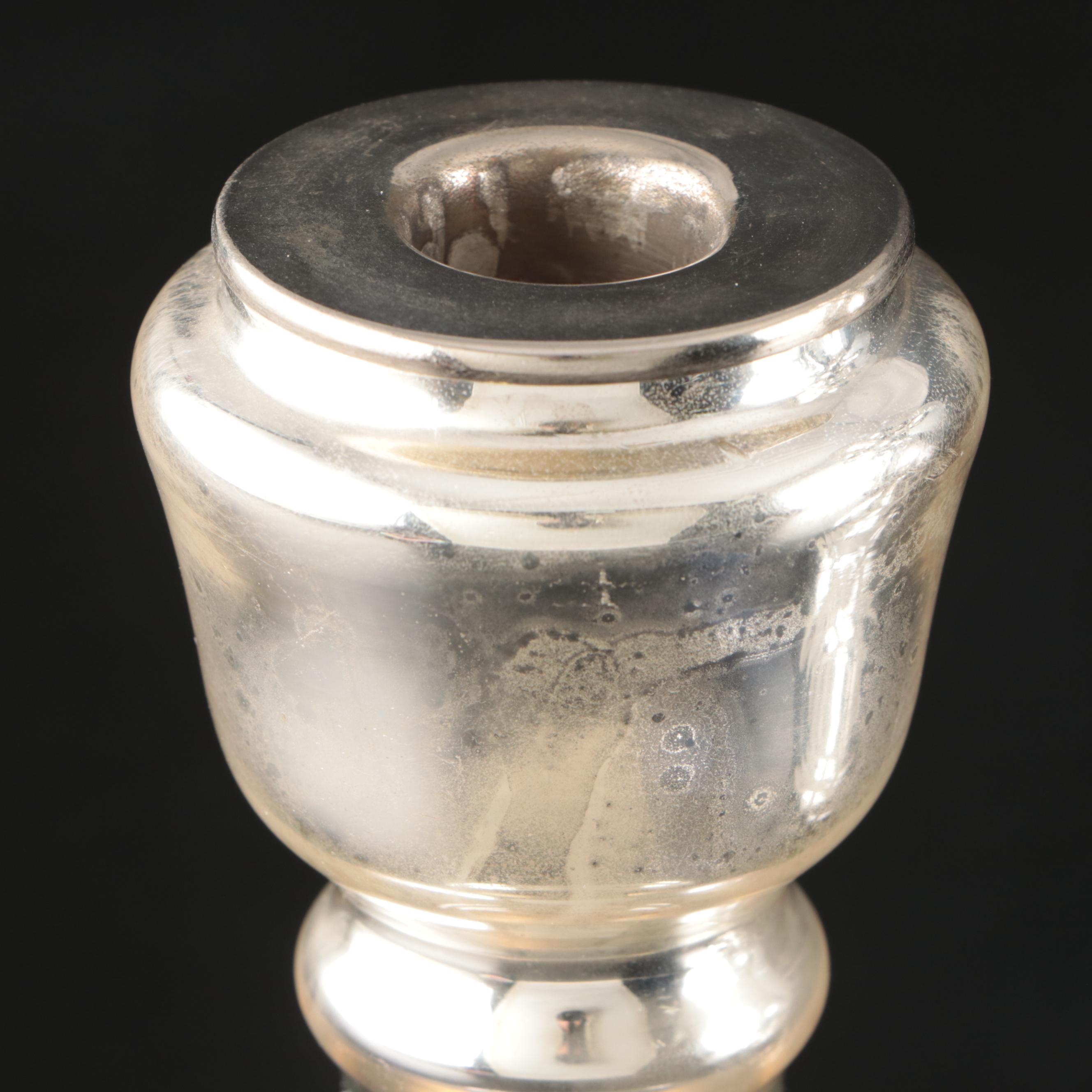 Mercury Glass Candle Holders with Glass Beads and Baubles