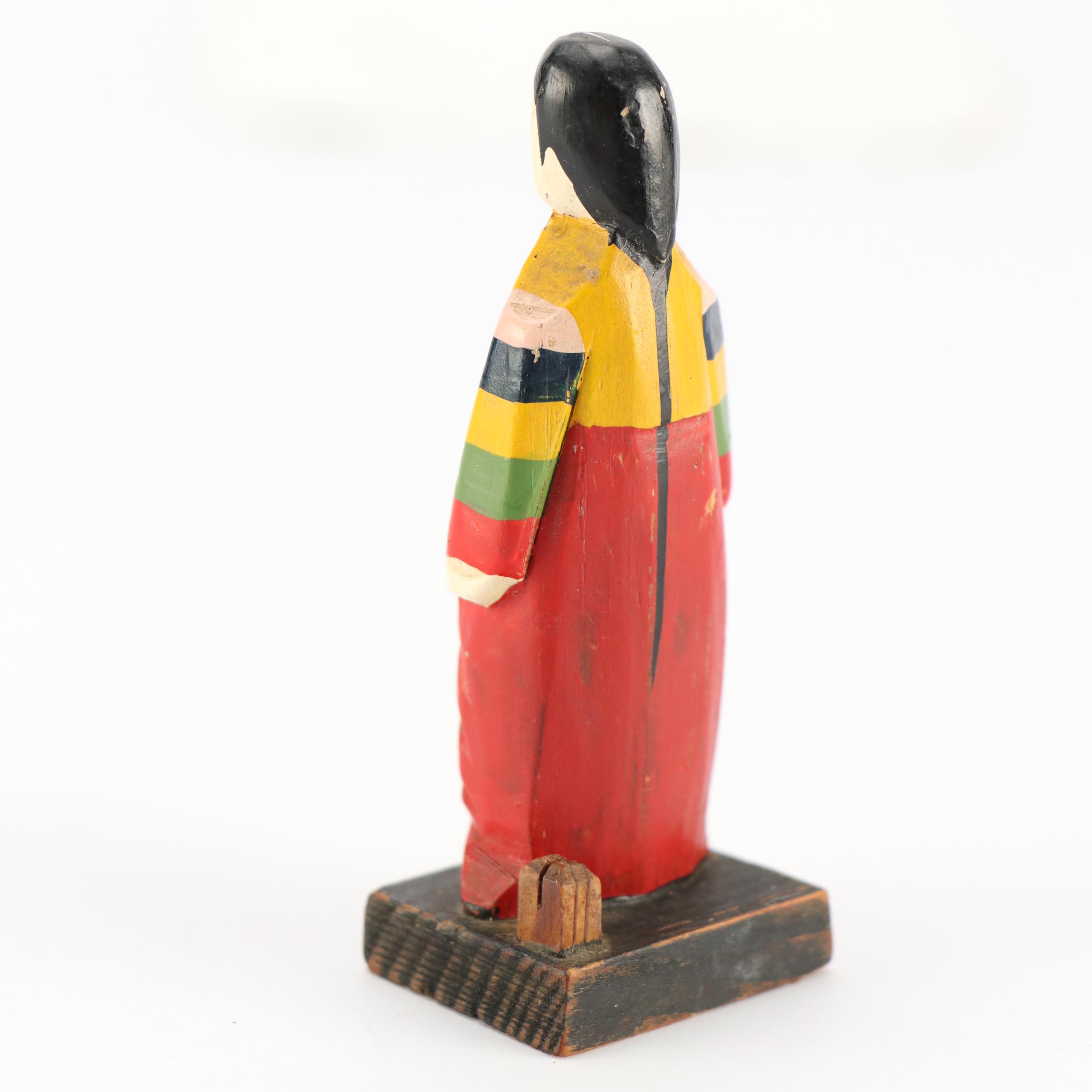 Lacquer Frame Cork Dioramas with Wooden Painted Figurine