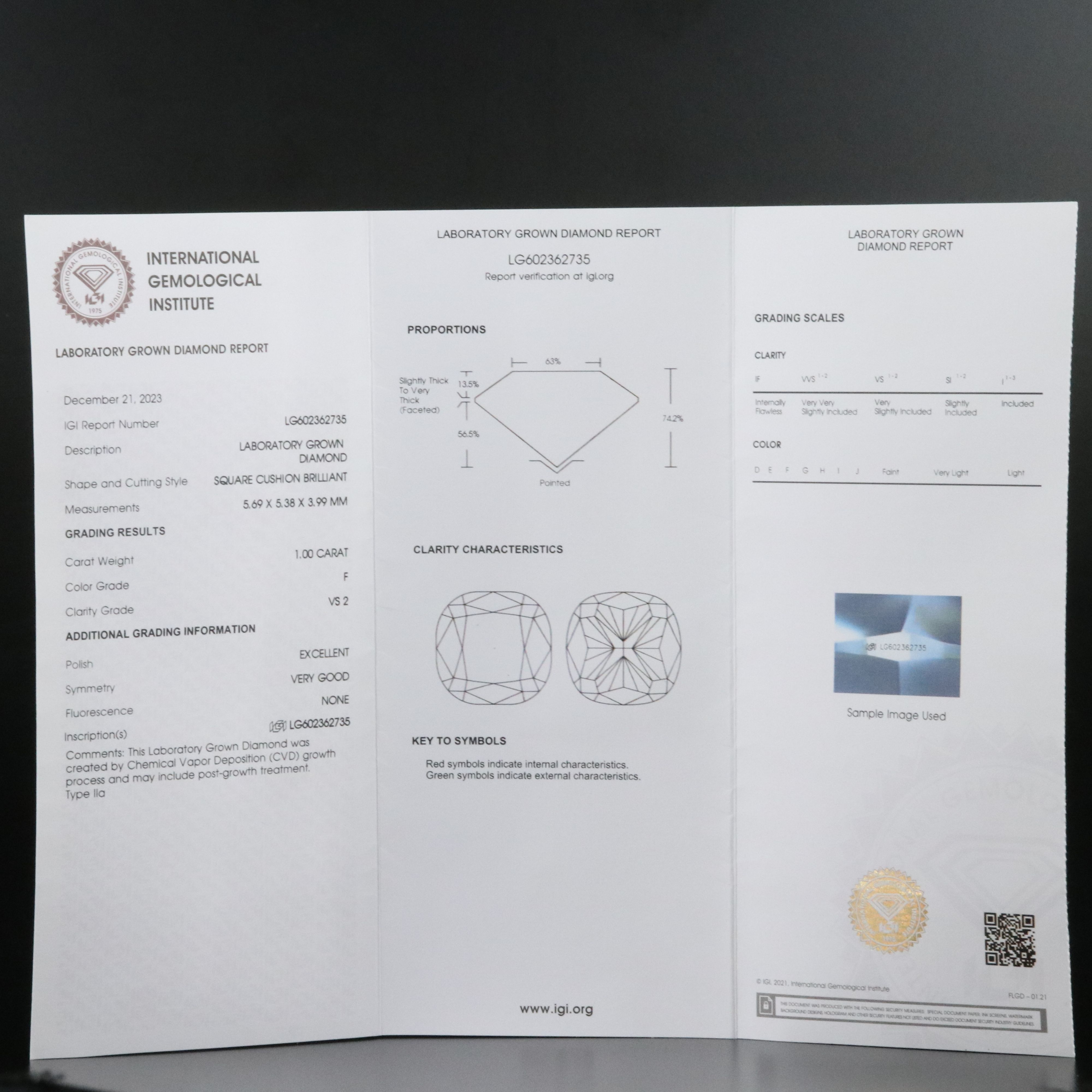 Loose 2.05 CT Lab Grown Diamonds with IGI Reports