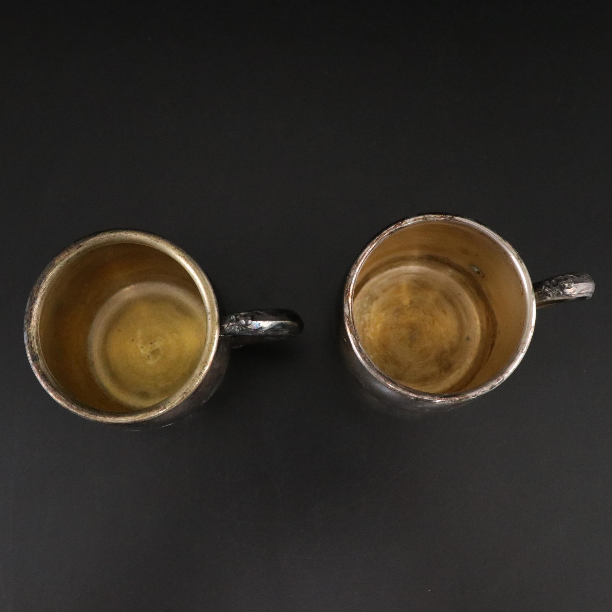 Silver Plate Covered Bowl, Relish Bowl, and Punch Cups