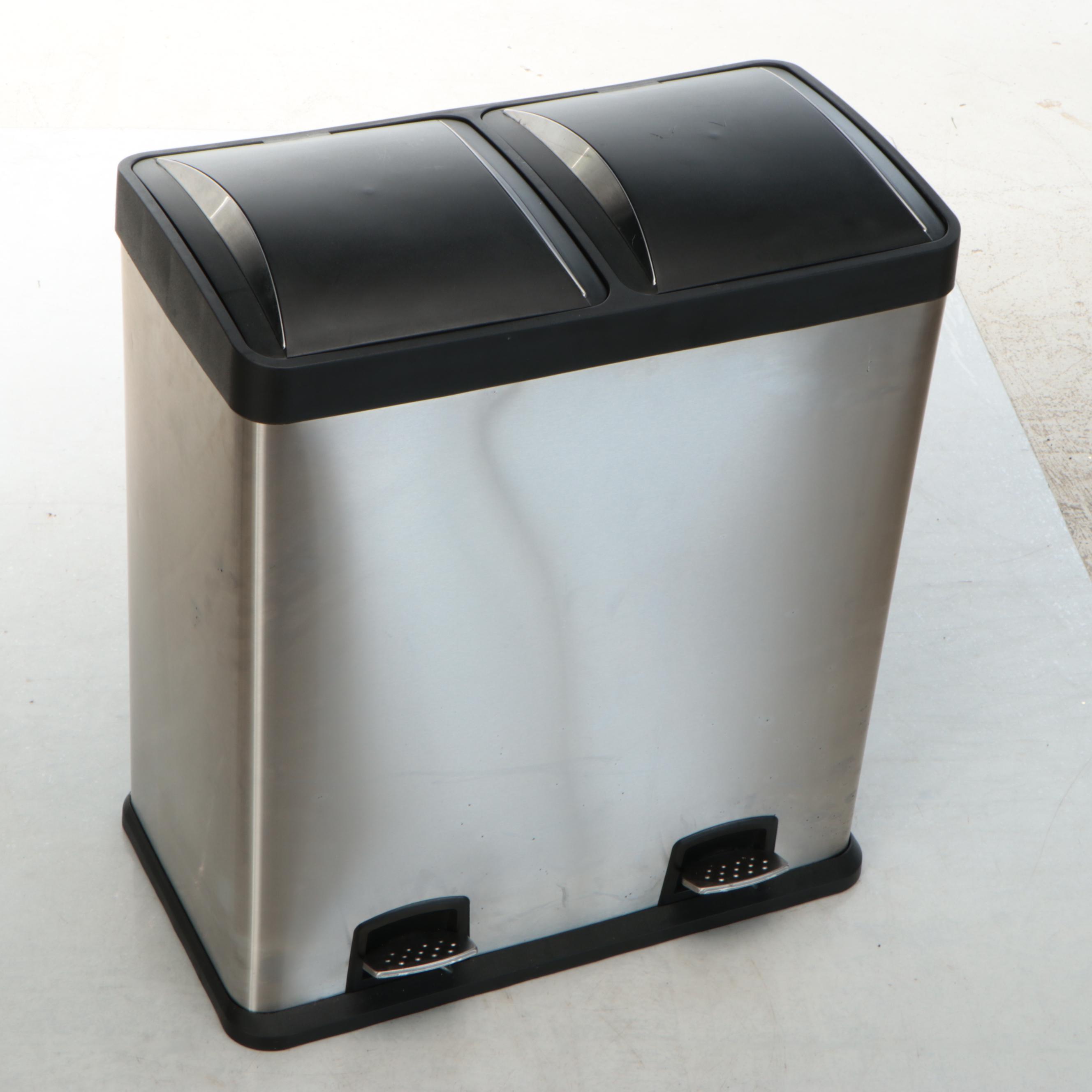 Duel Compartment Stainless Steel Trash Bin