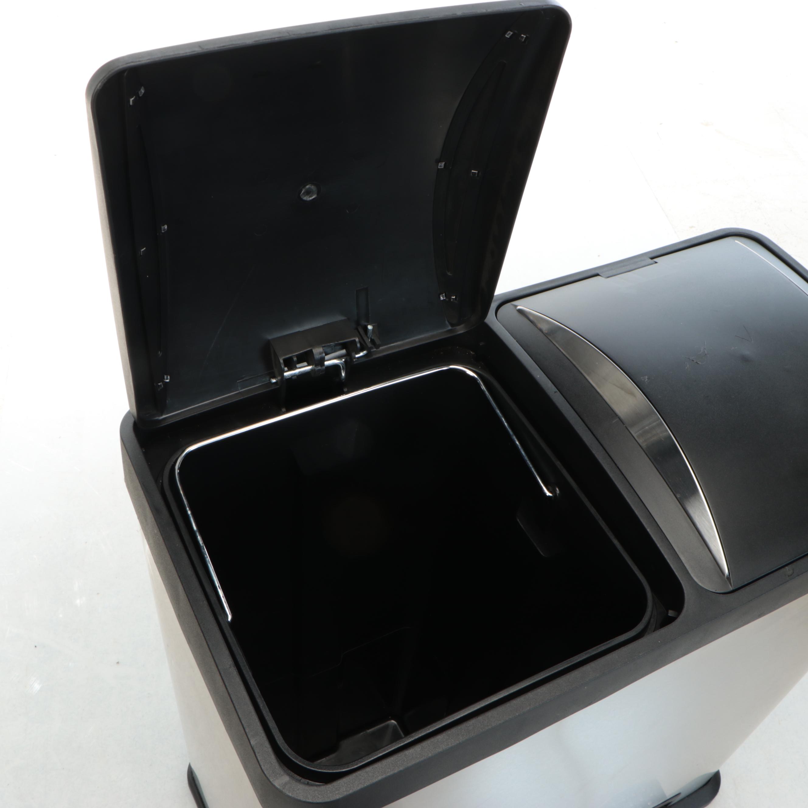 Duel Compartment Stainless Steel Trash Bin