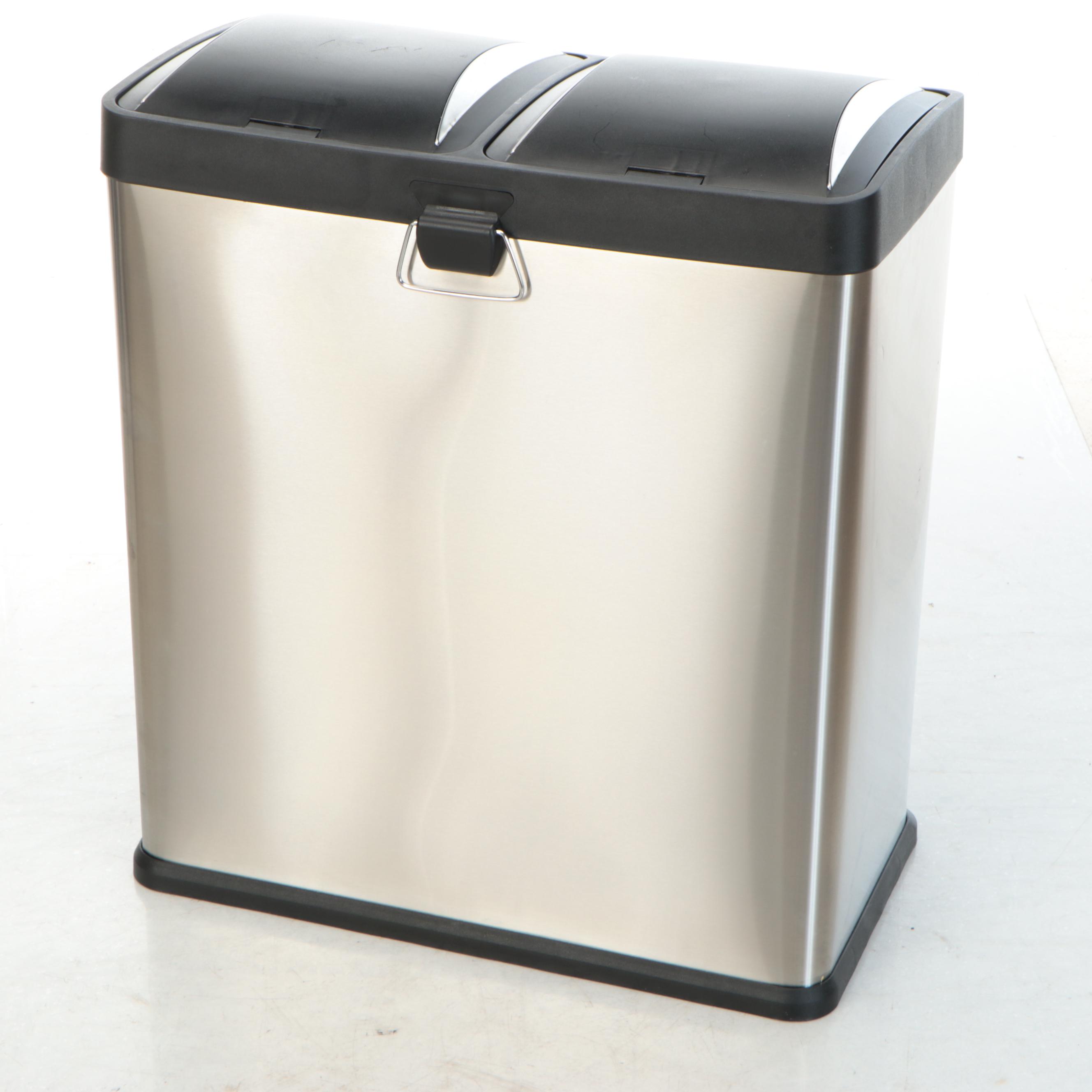 Duel Compartment Stainless Steel Trash Bin
