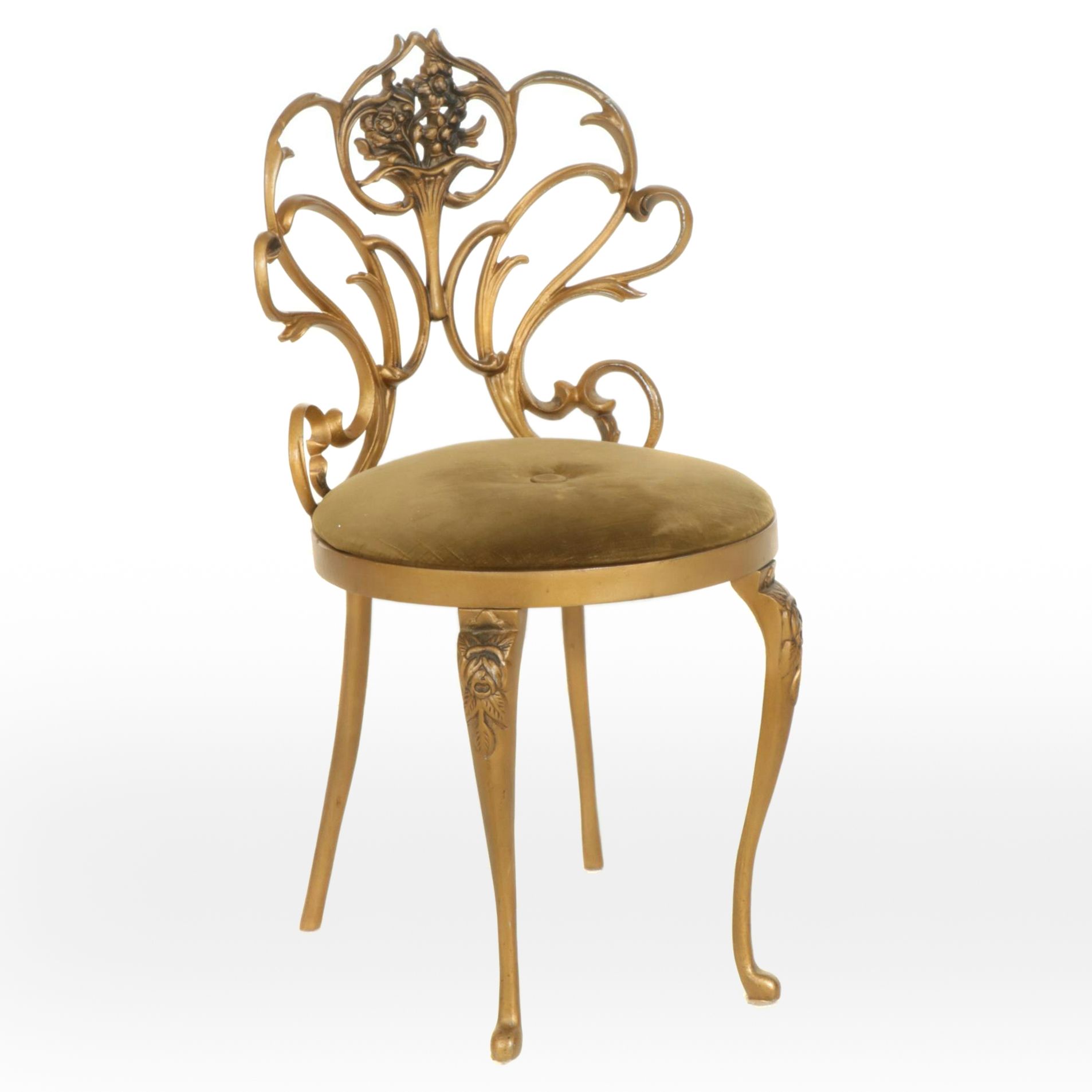 Kessler Industries Louis XV Style Cast Metal Vanity Chair