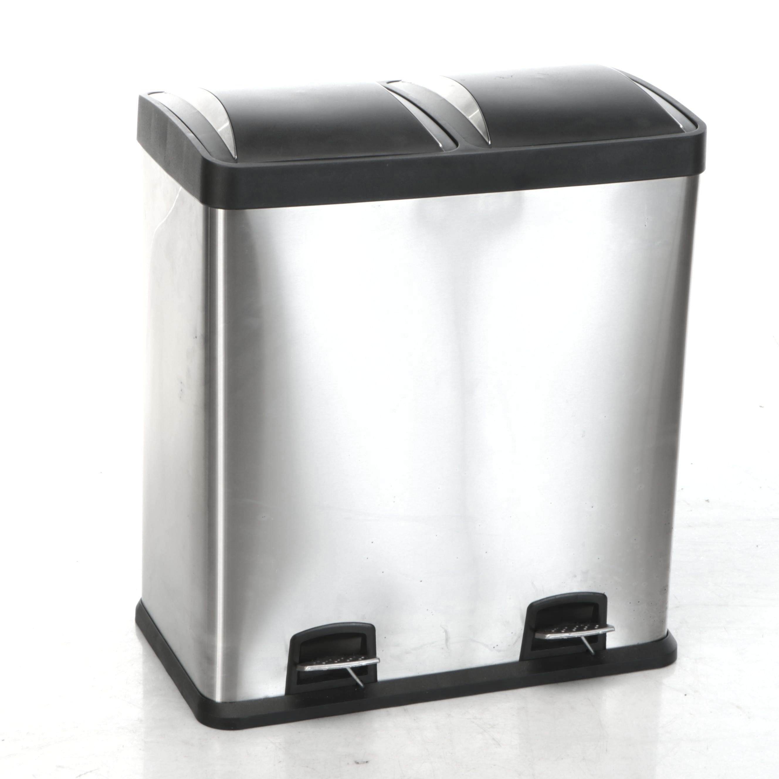 Duel Compartment Stainless Steel Trash Bin