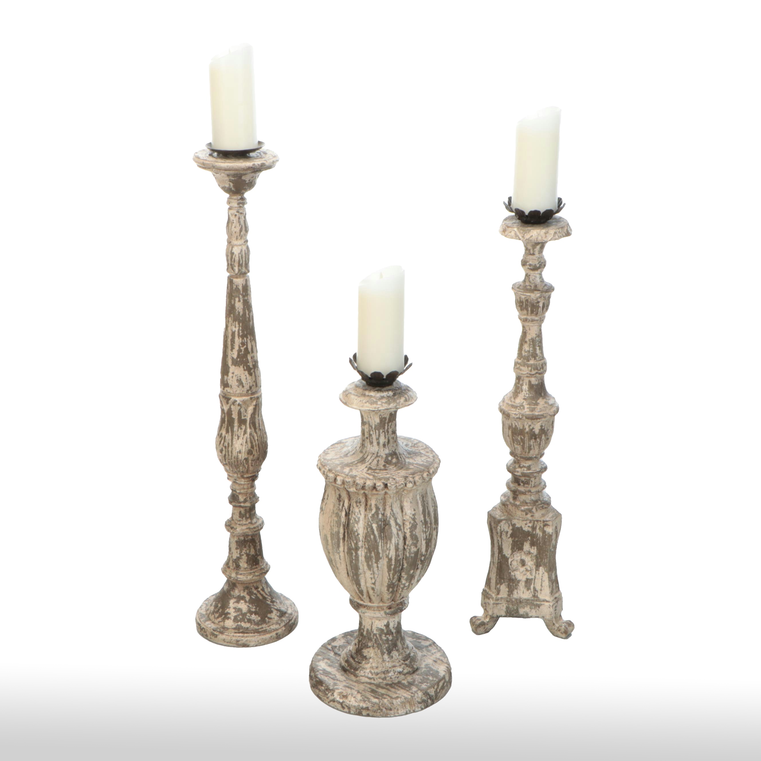 Guild Master Floor Standing Plaster Candle Holders with Luminara Candles