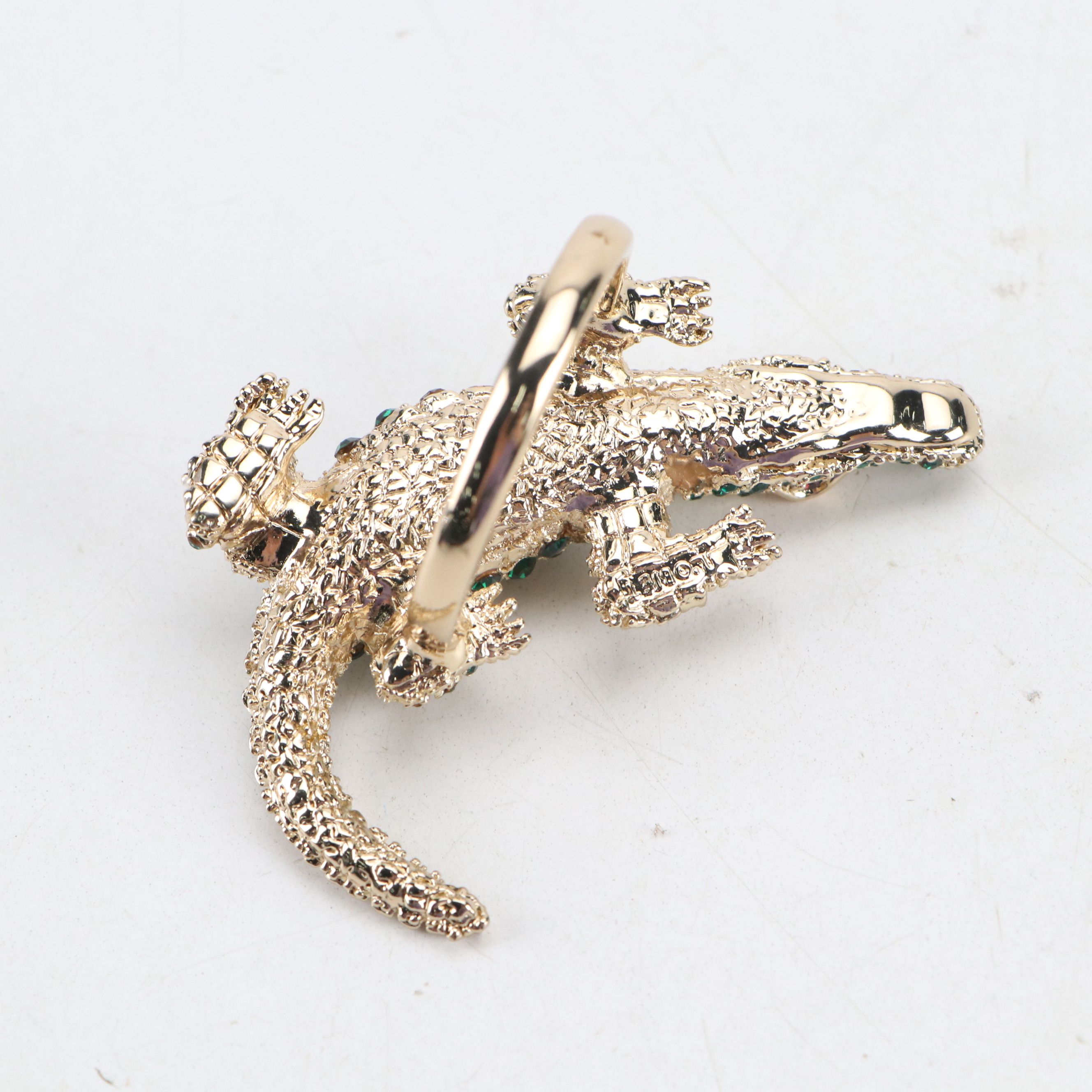 L'Object Gold-Plated and Swarovski Crystal Alligator Napkin Rings with Bowls