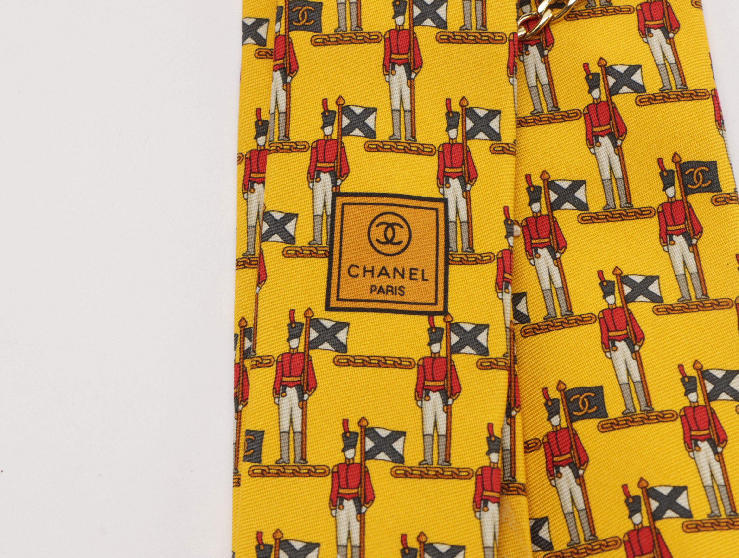 Chanel Soldier Pattern Necktie in Silk Twill with Retail Sleeve
