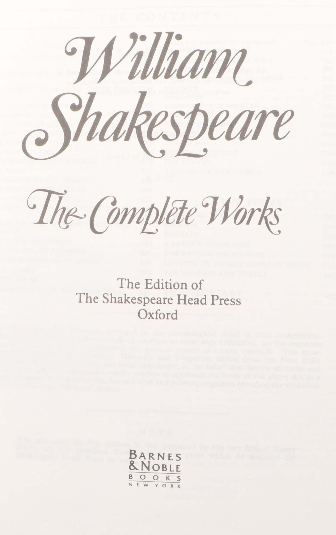 Leather Bound "The Complete Works" by William Shakespeare, 1994