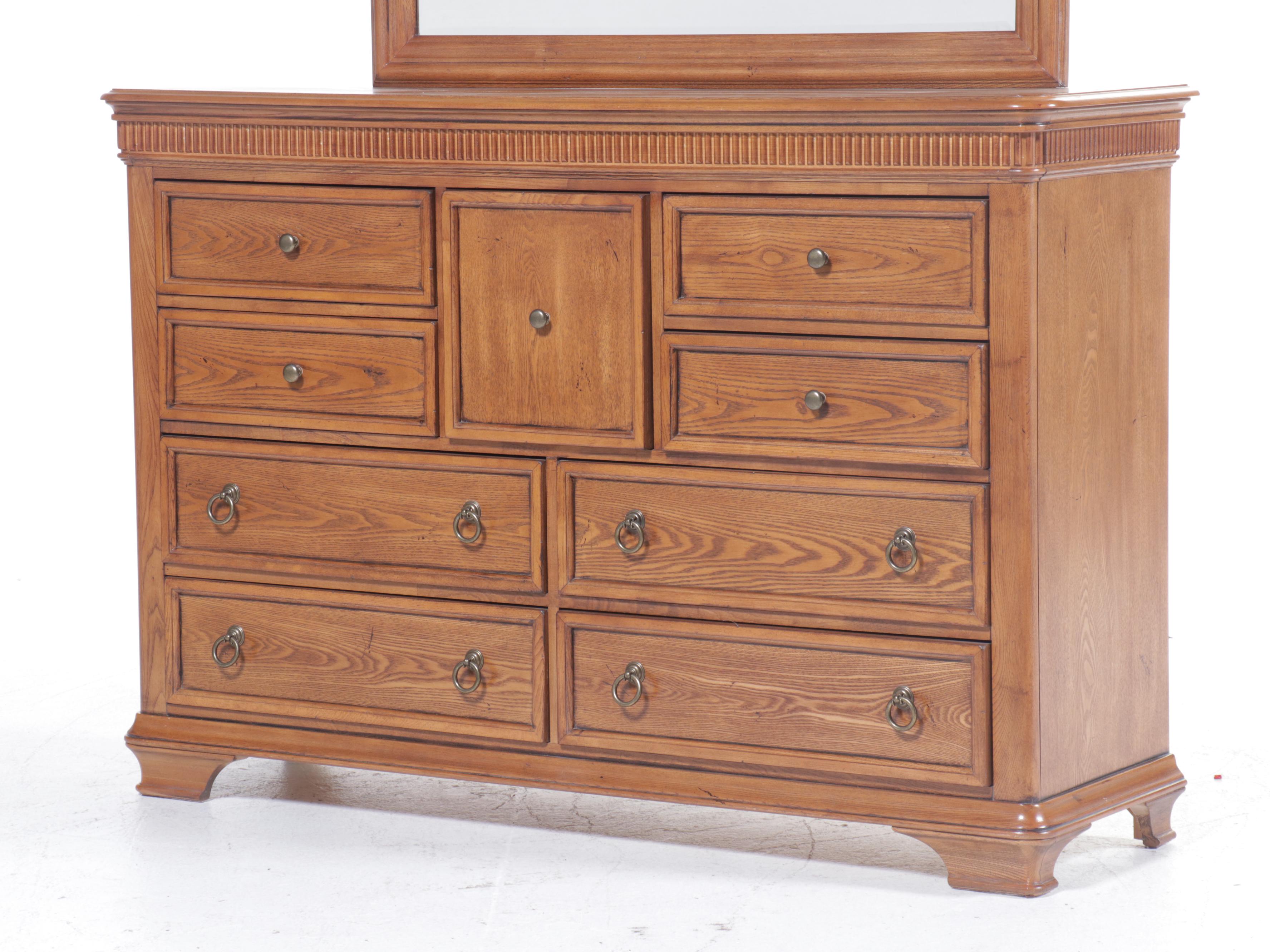 Georgian Style Oak Dresser with Mirror