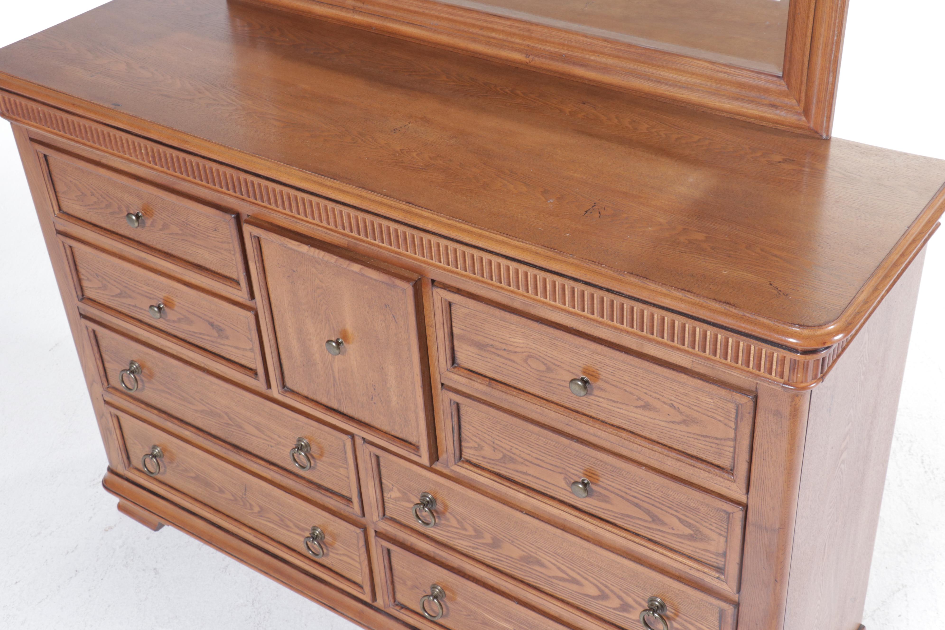 Georgian Style Oak Dresser with Mirror