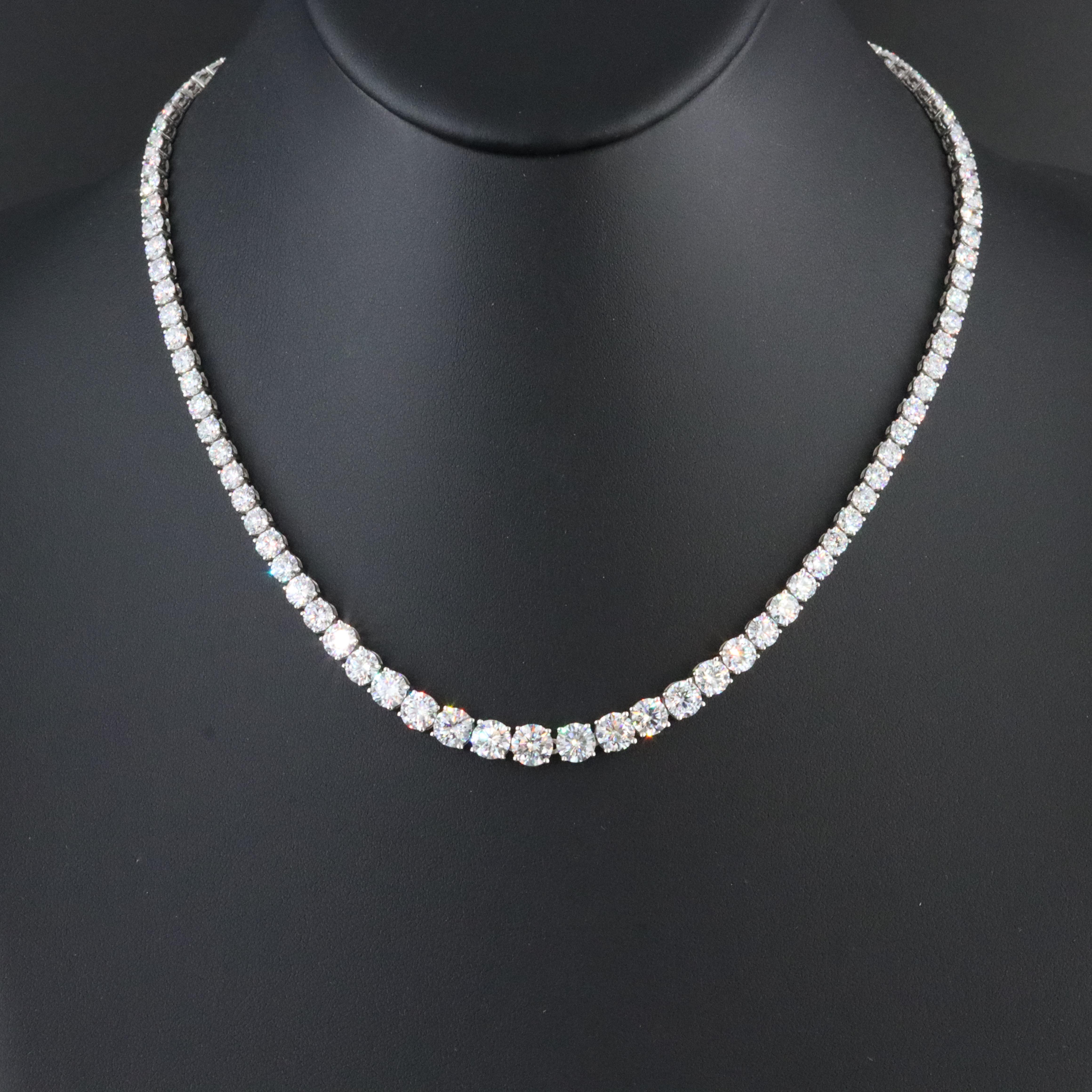 Platinum 24.94 CTW Lab Grown Diamond Riviera Necklace