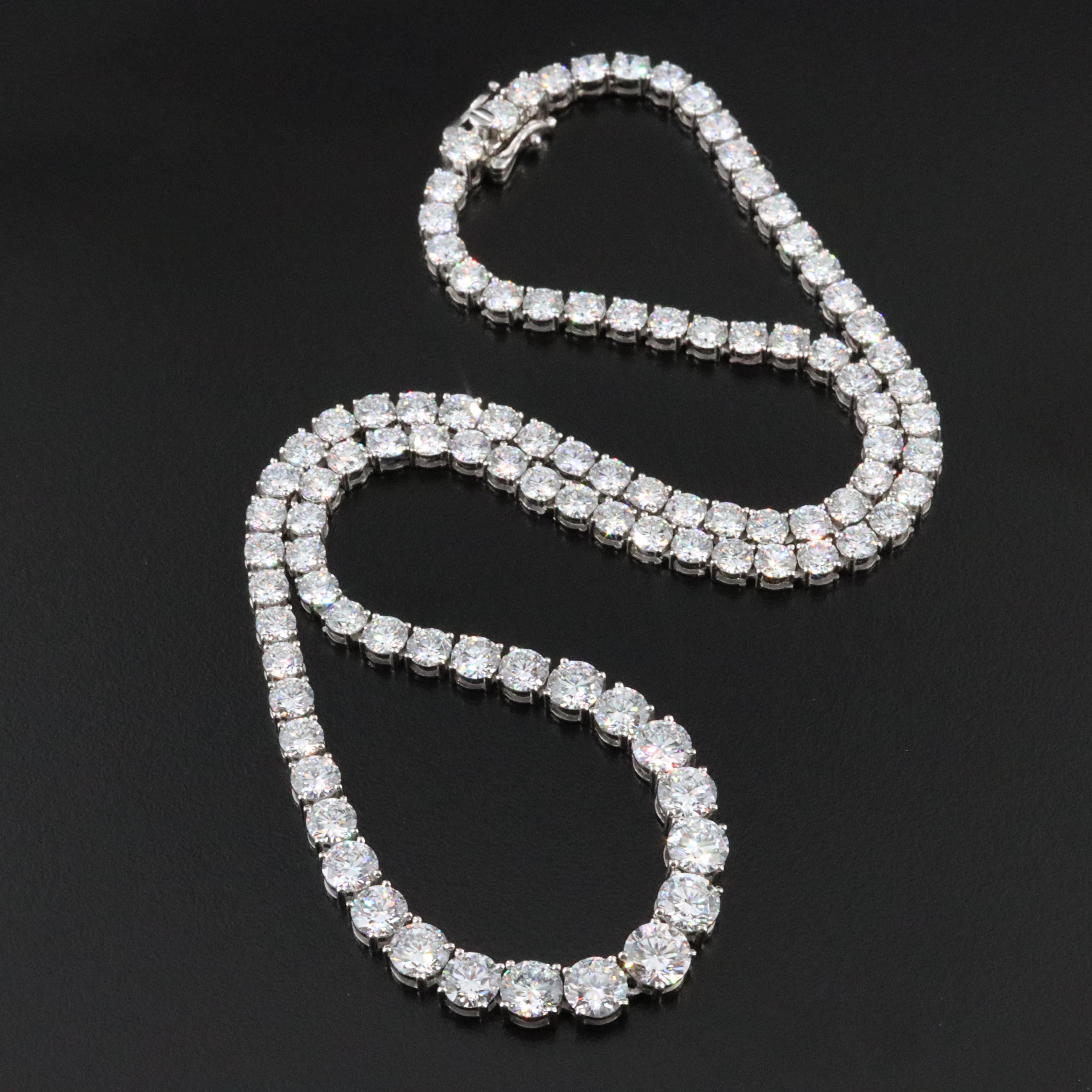 Platinum 24.94 CTW Lab Grown Diamond Riviera Necklace