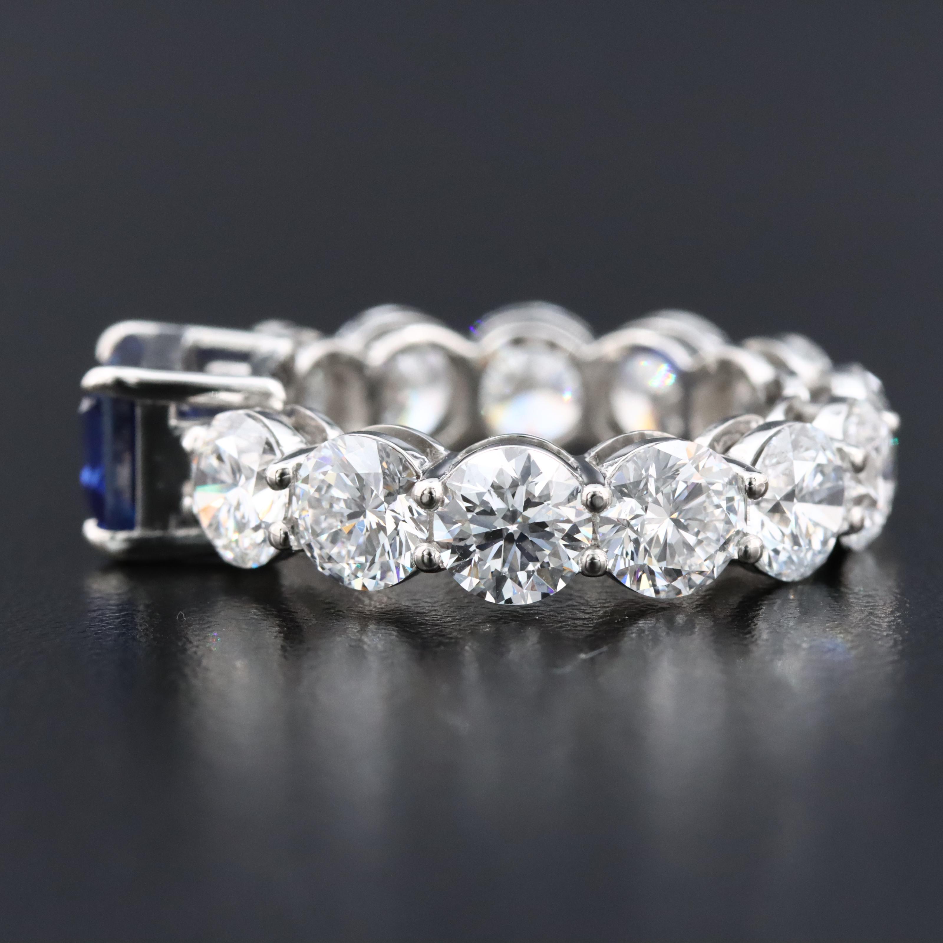 Platinum 2.17 CT Sapphire and 5.89 CTW Lab Grown Diamond Eternity Ring