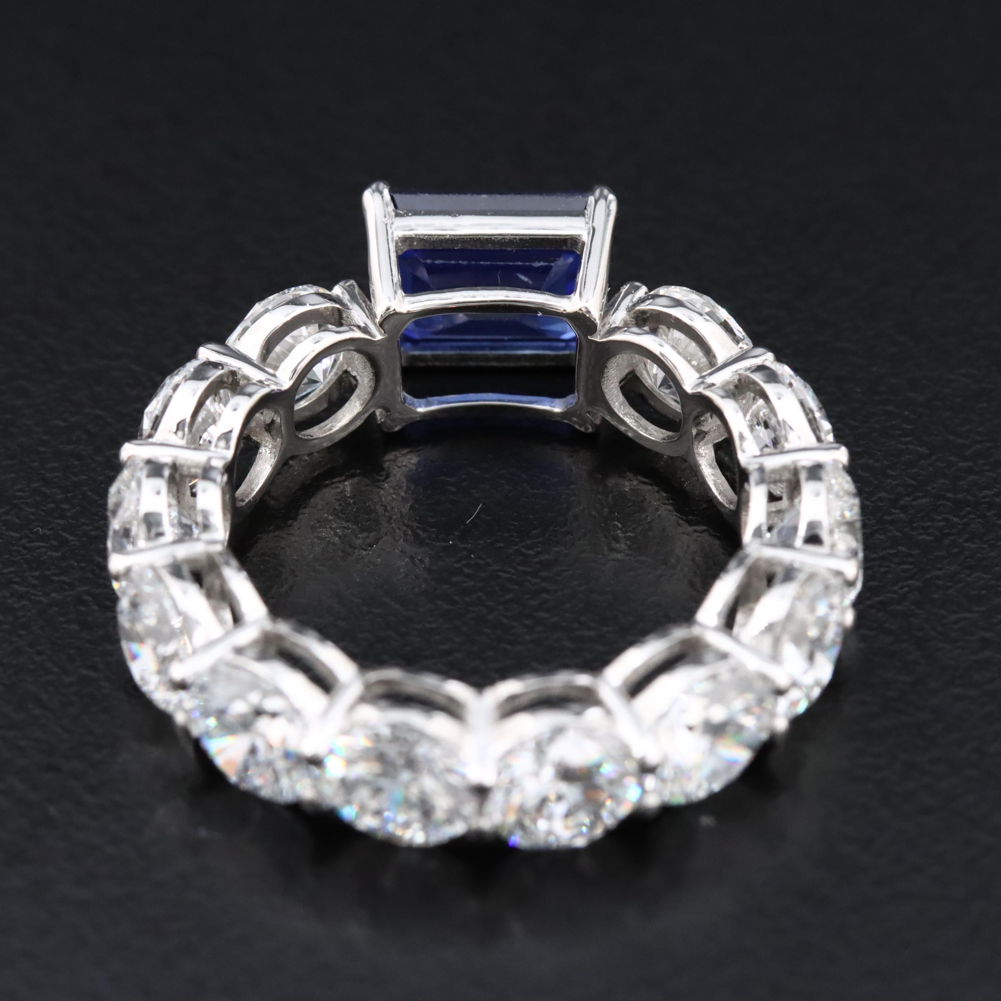 Platinum 2.17 CT Sapphire and 5.89 CTW Lab Grown Diamond Eternity Ring