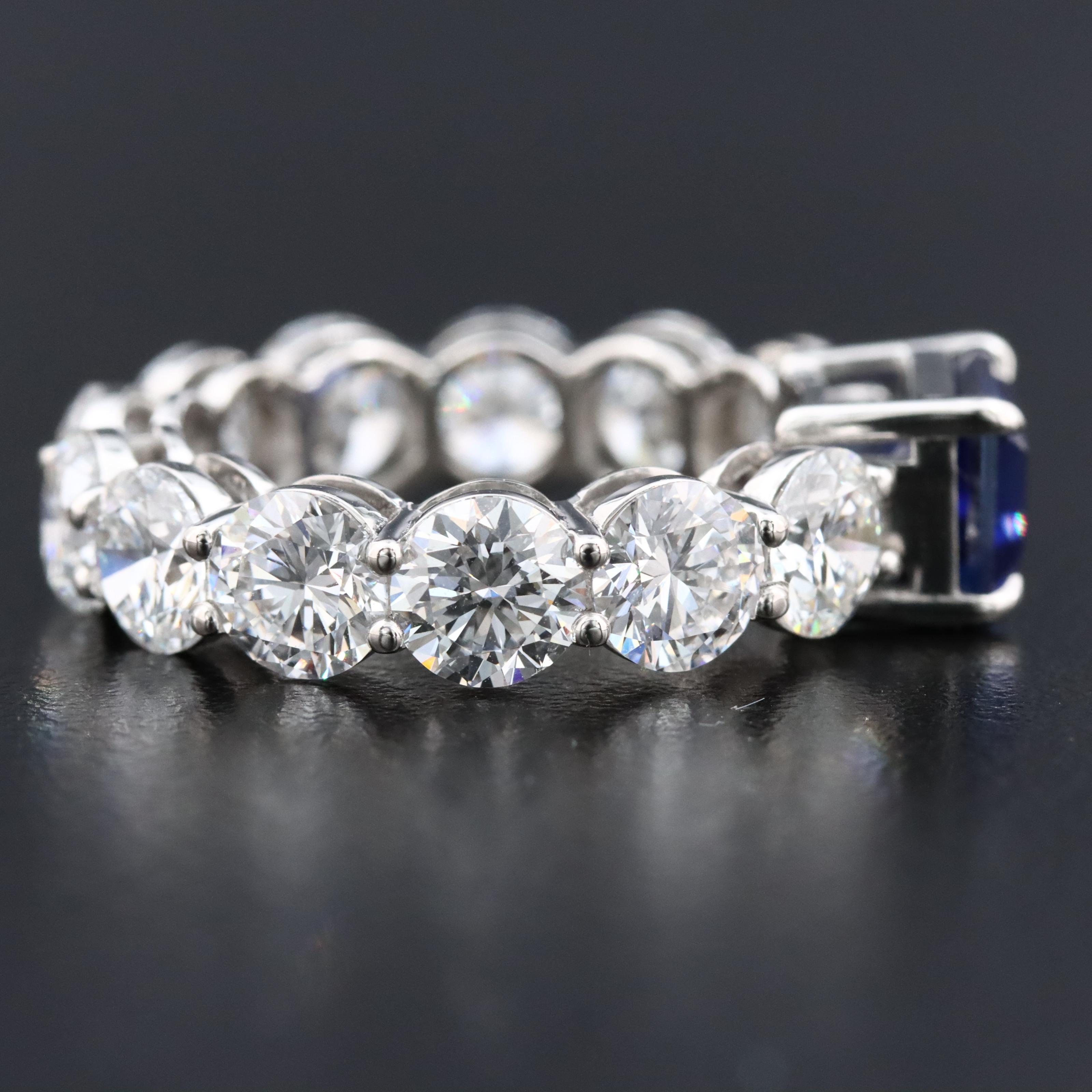 Platinum 2.17 CT Sapphire and 5.89 CTW Lab Grown Diamond Eternity Ring