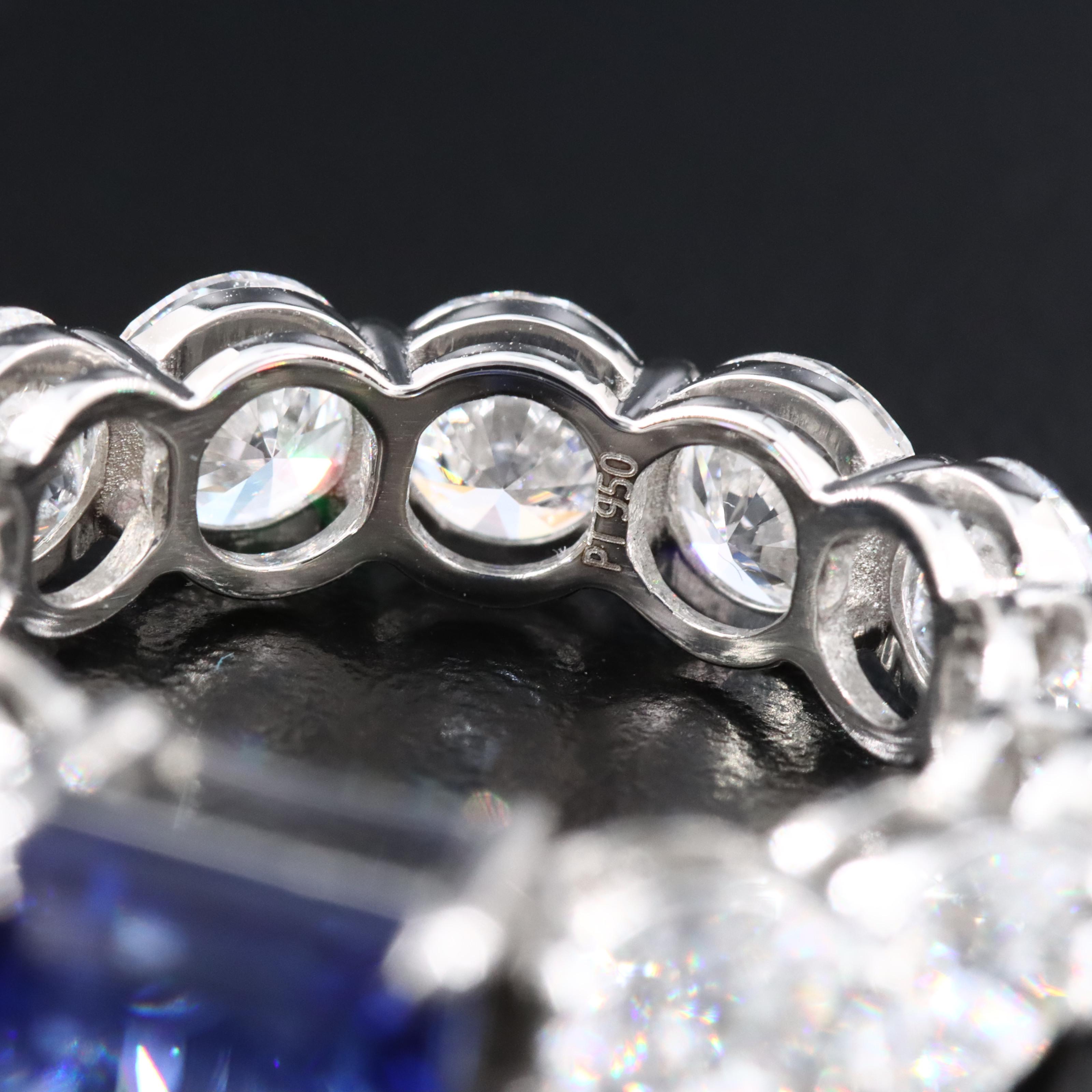 Platinum 2.17 CT Sapphire and 5.89 CTW Lab Grown Diamond Eternity Ring