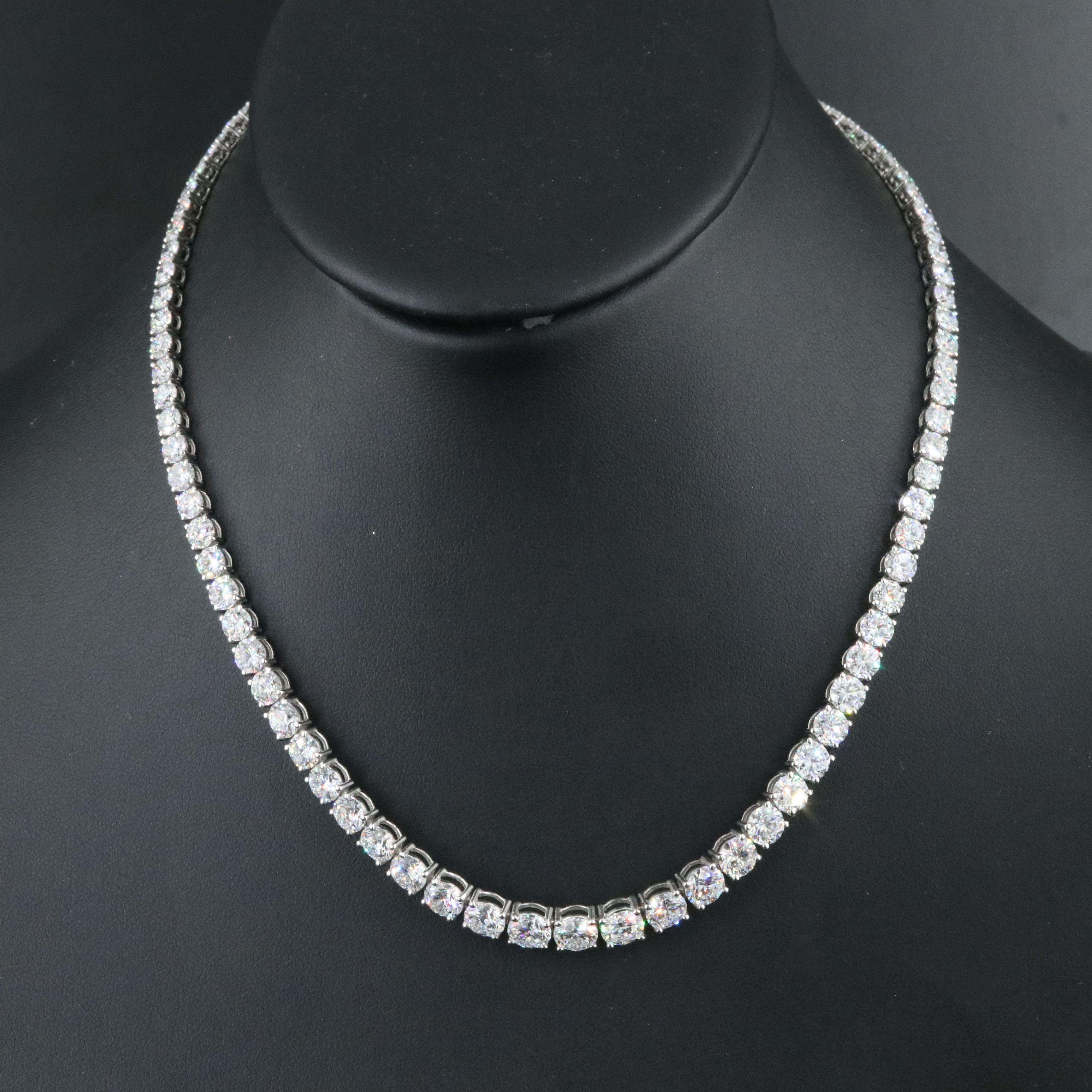 Platinum 28.02 CTW Lab Grown Diamond Riviera Necklace