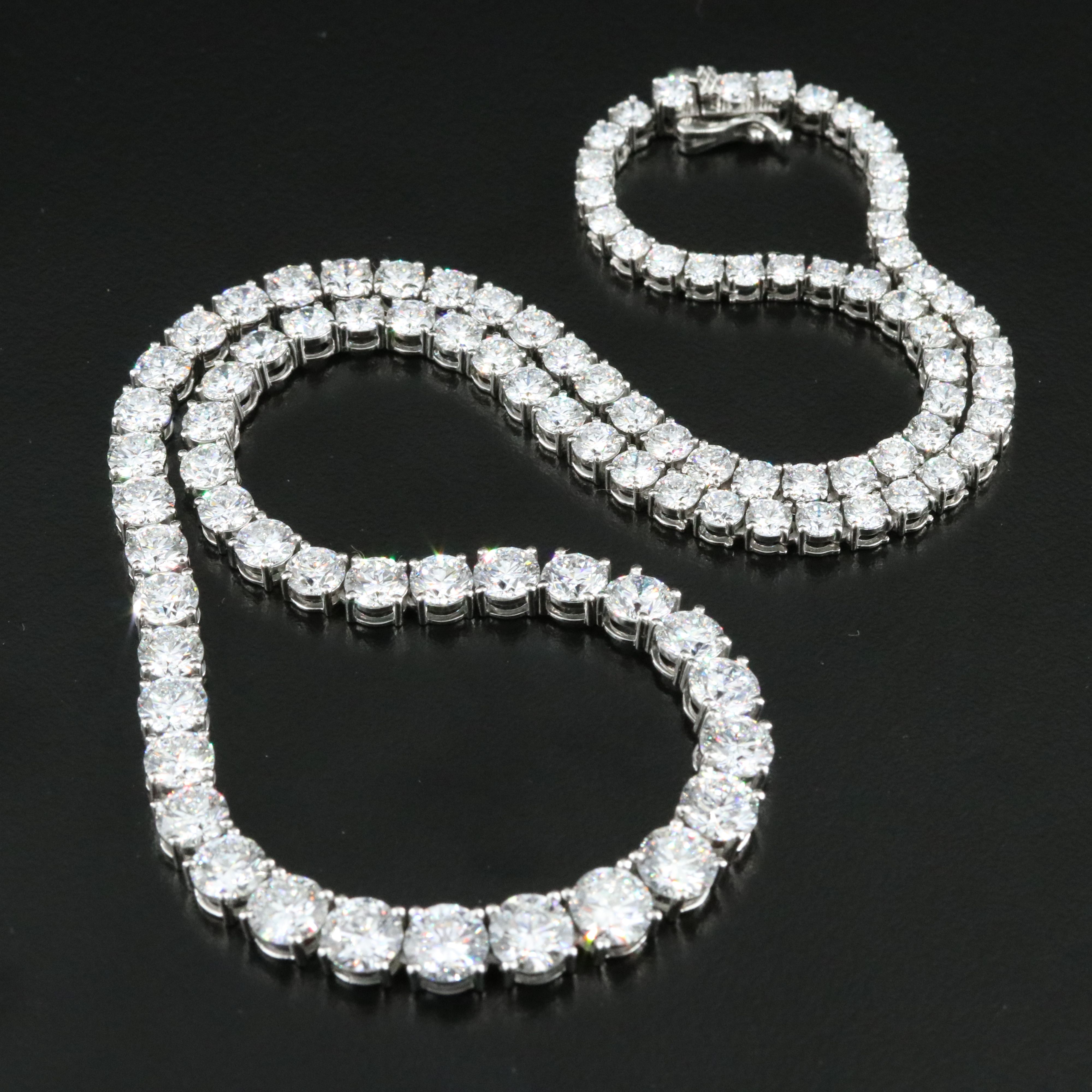 Platinum 28.02 CTW Lab Grown Diamond Riviera Necklace