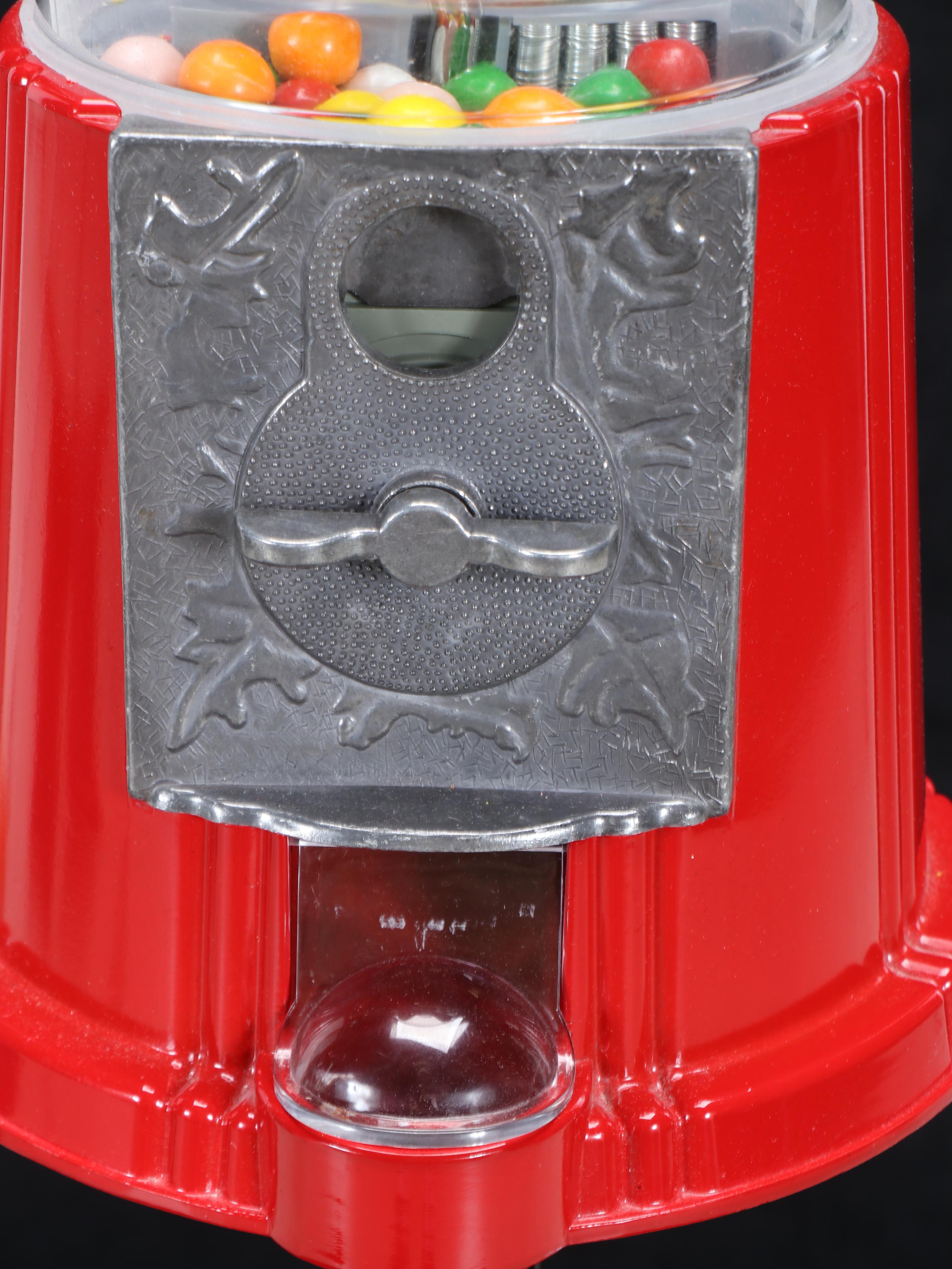 Red Gumball Dispenser on Clawfoot Stand