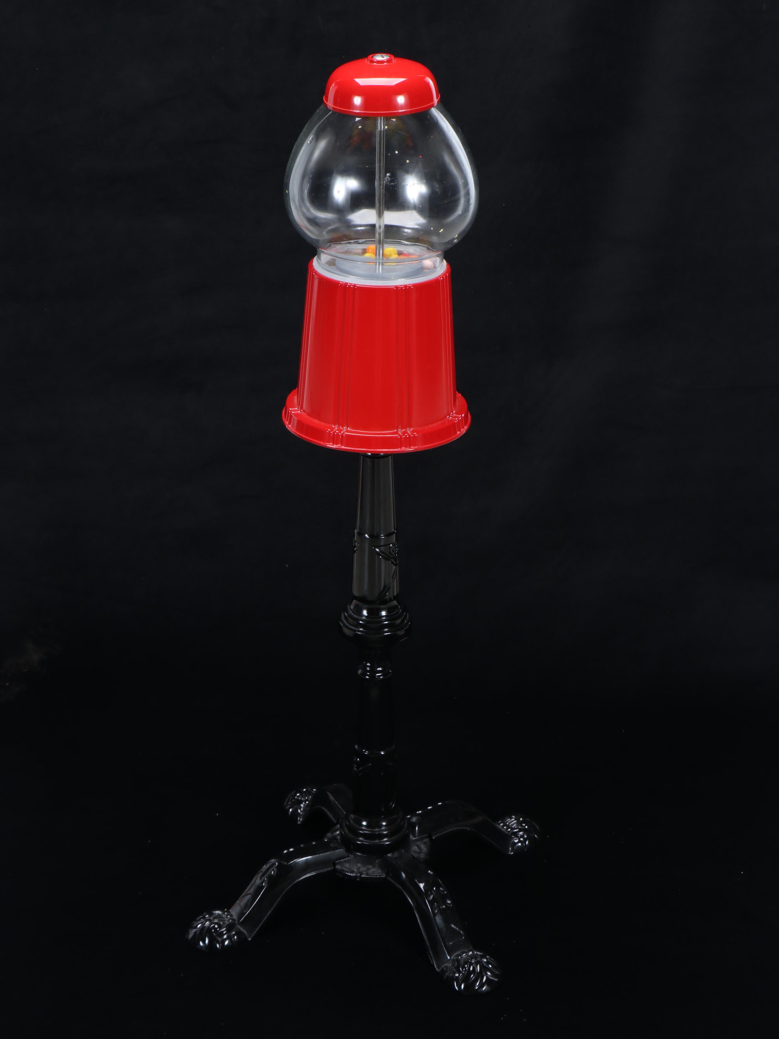 Red Gumball Dispenser on Clawfoot Stand