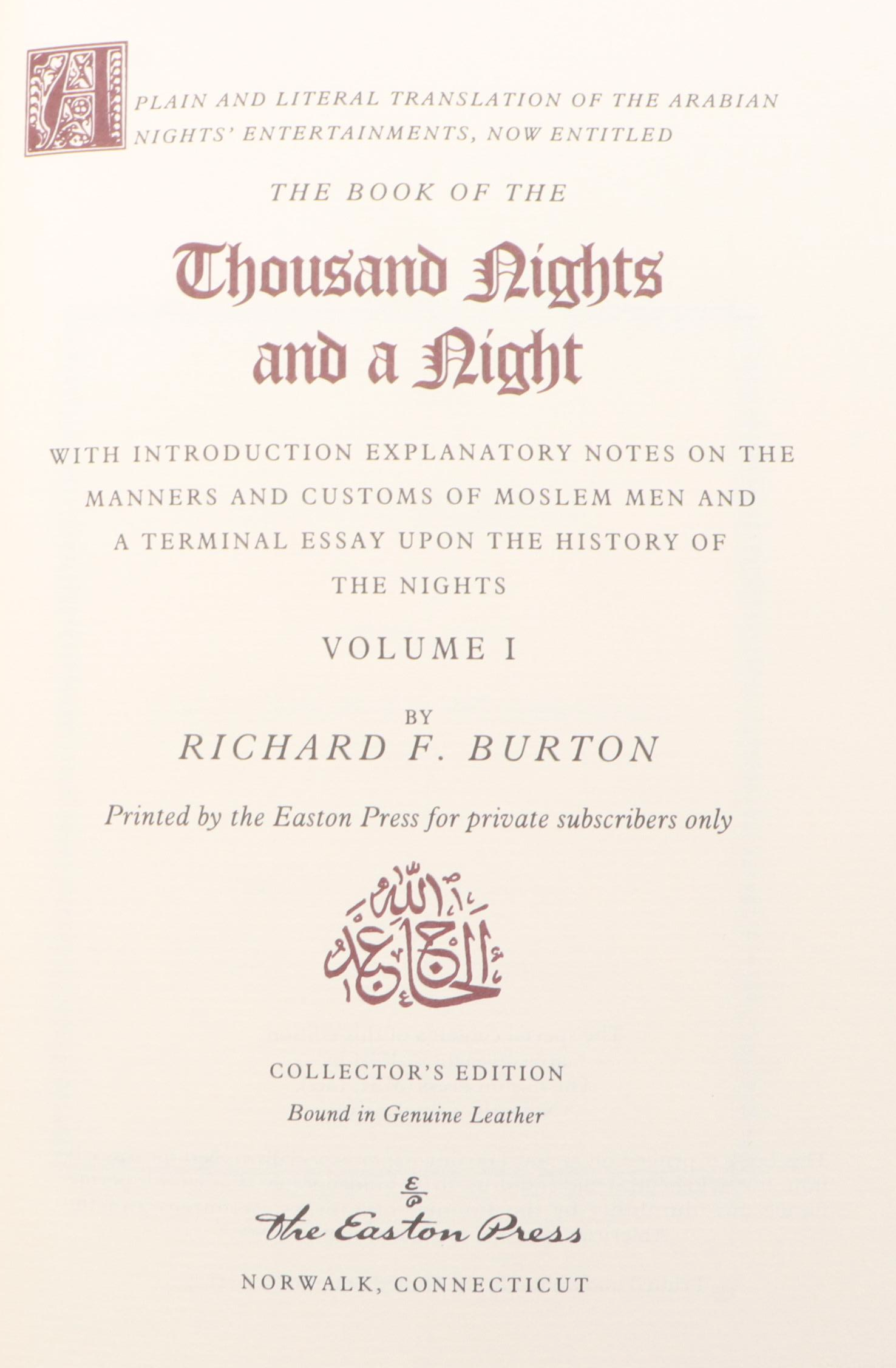 Easton Press "The Book of the Thousand Nights and a Night" Complete Set